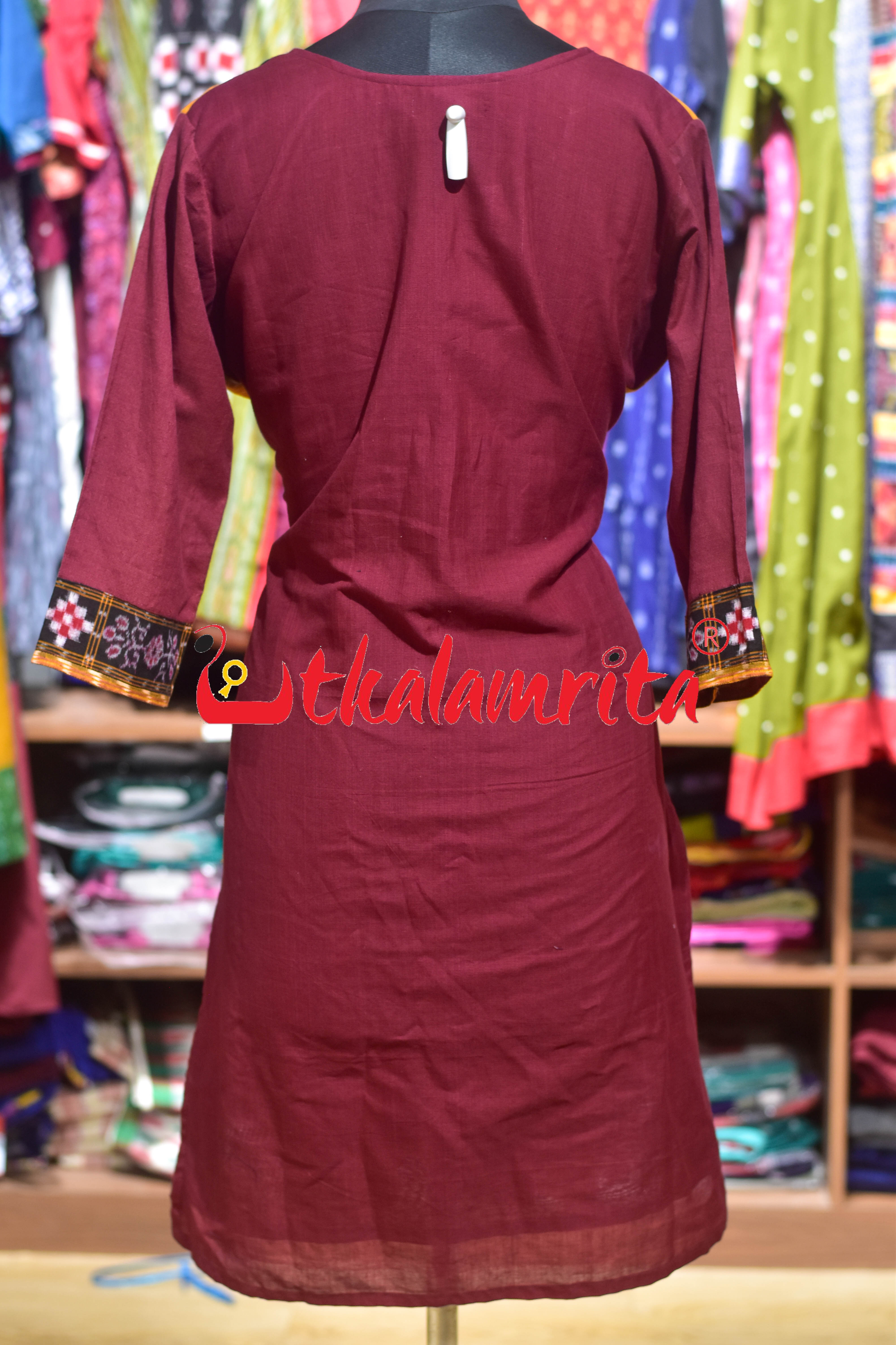 Yellow Tipa Pasapali with Middle Elephants Design (Ladies' Kurti)