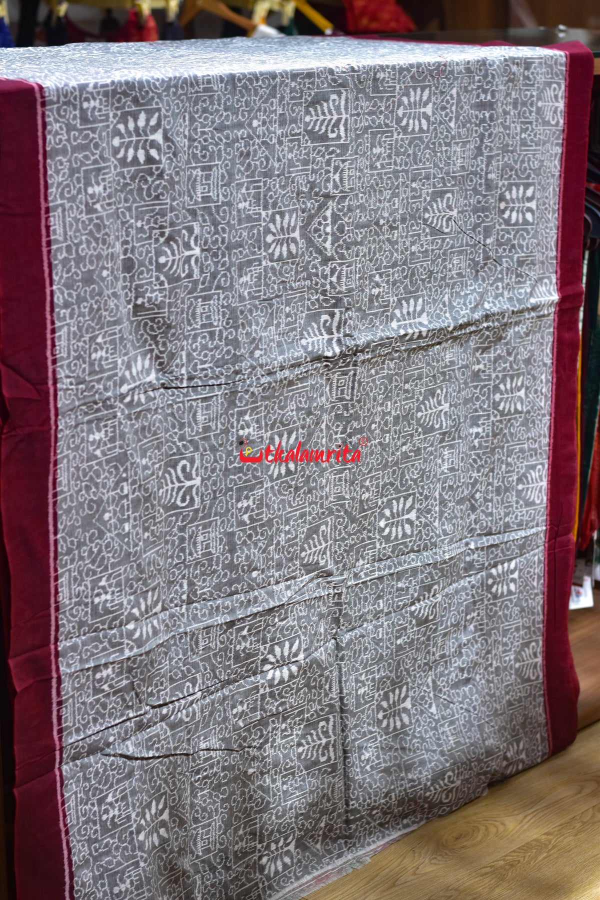 Grey Tribal Gacha Bandha Sambalpuri Cotton (Fabric)