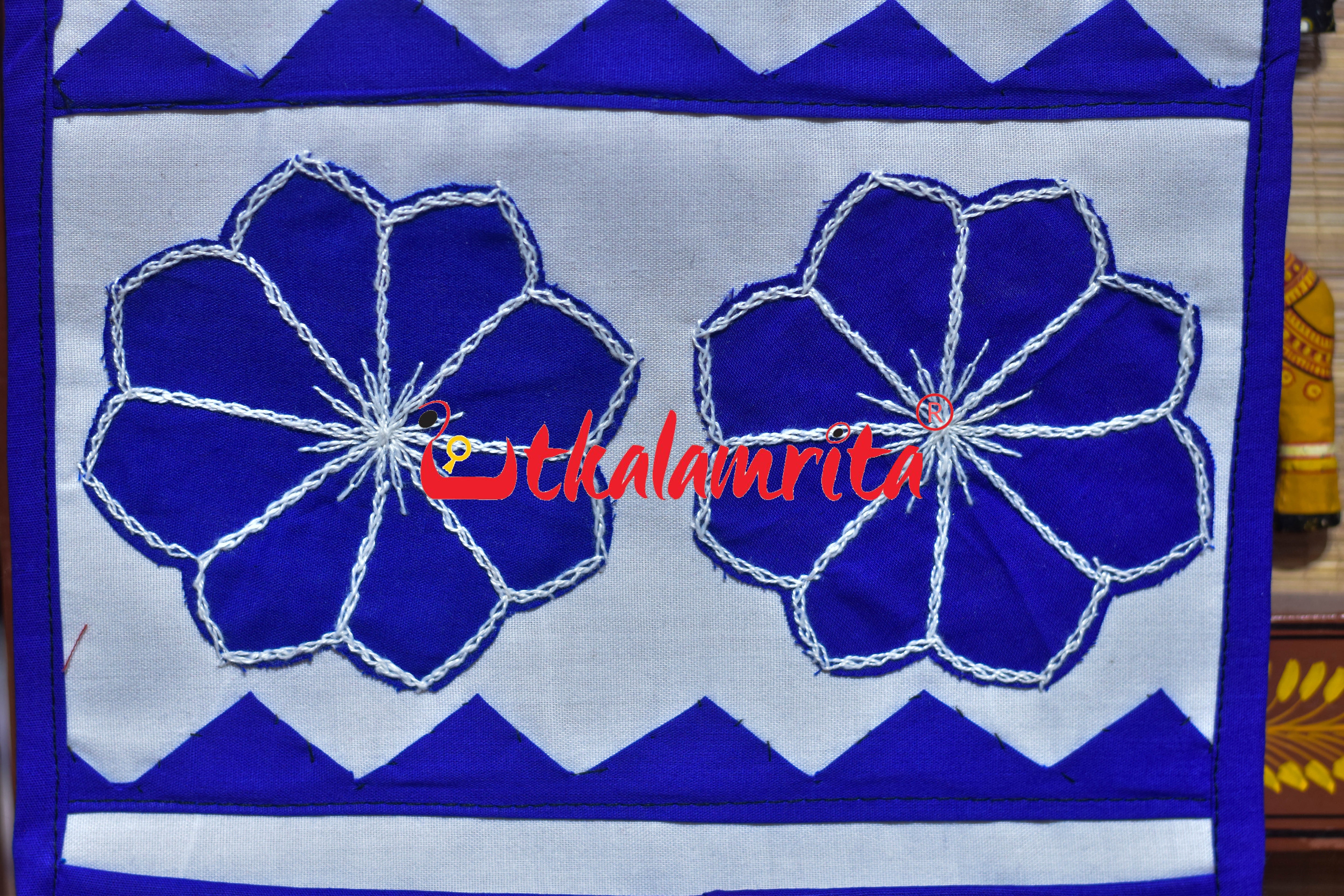 White Blue Double Elephant Pipli Applique Letter Box