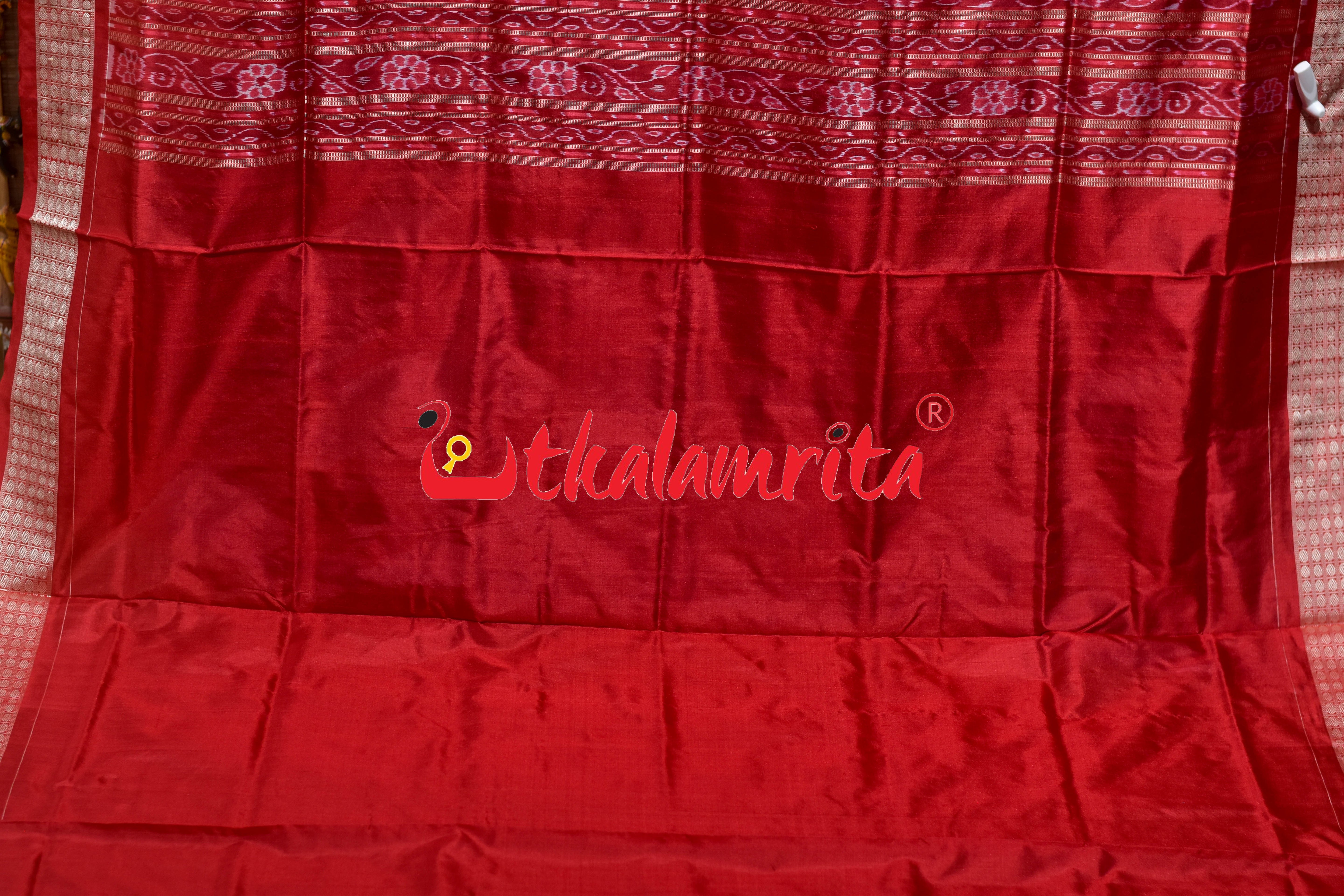 Kalasa Gachha Blue Red Sambalpuri Silk Saree