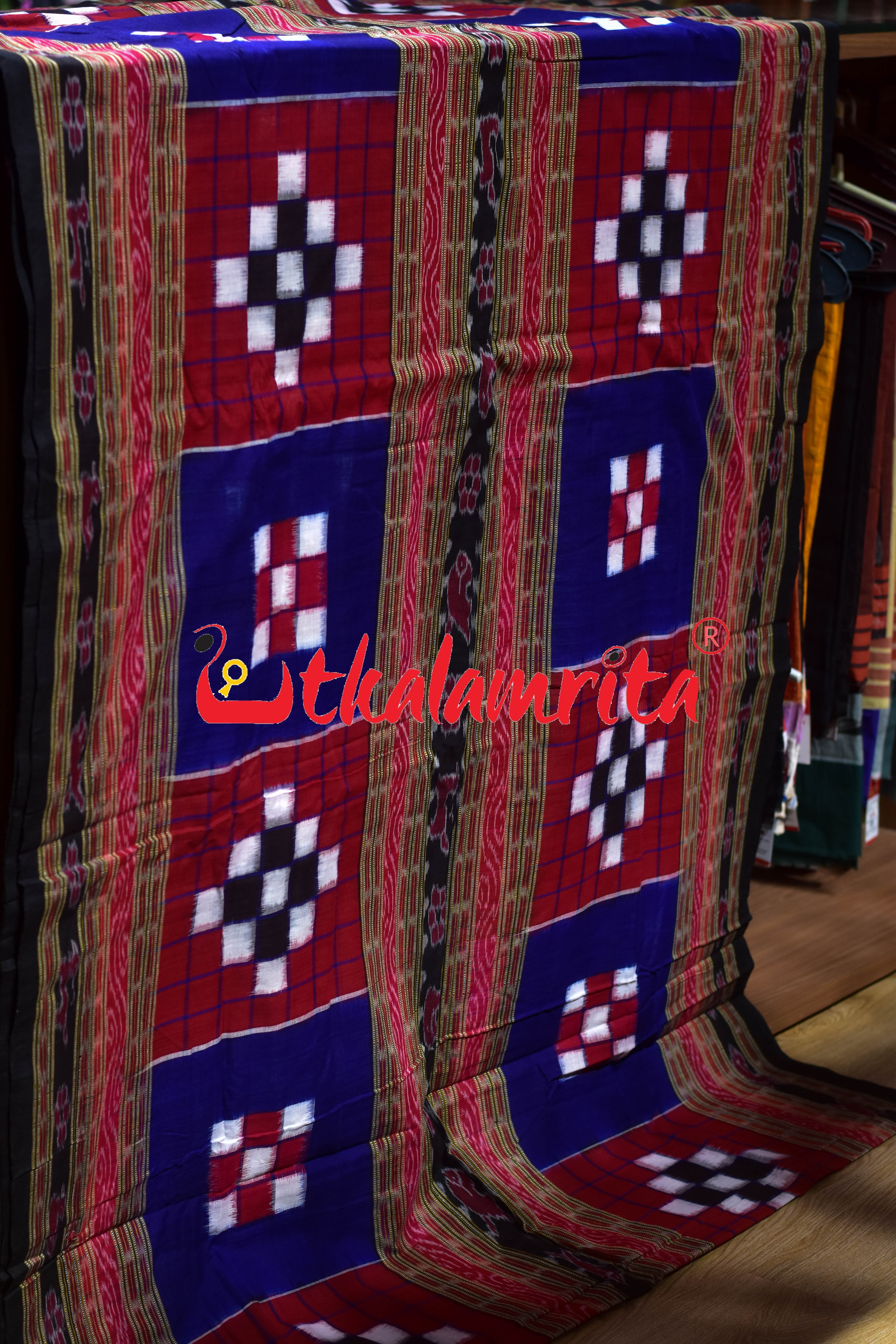 Blue Red Big Pasapali Bichitrapuri Cotton (Fabric)