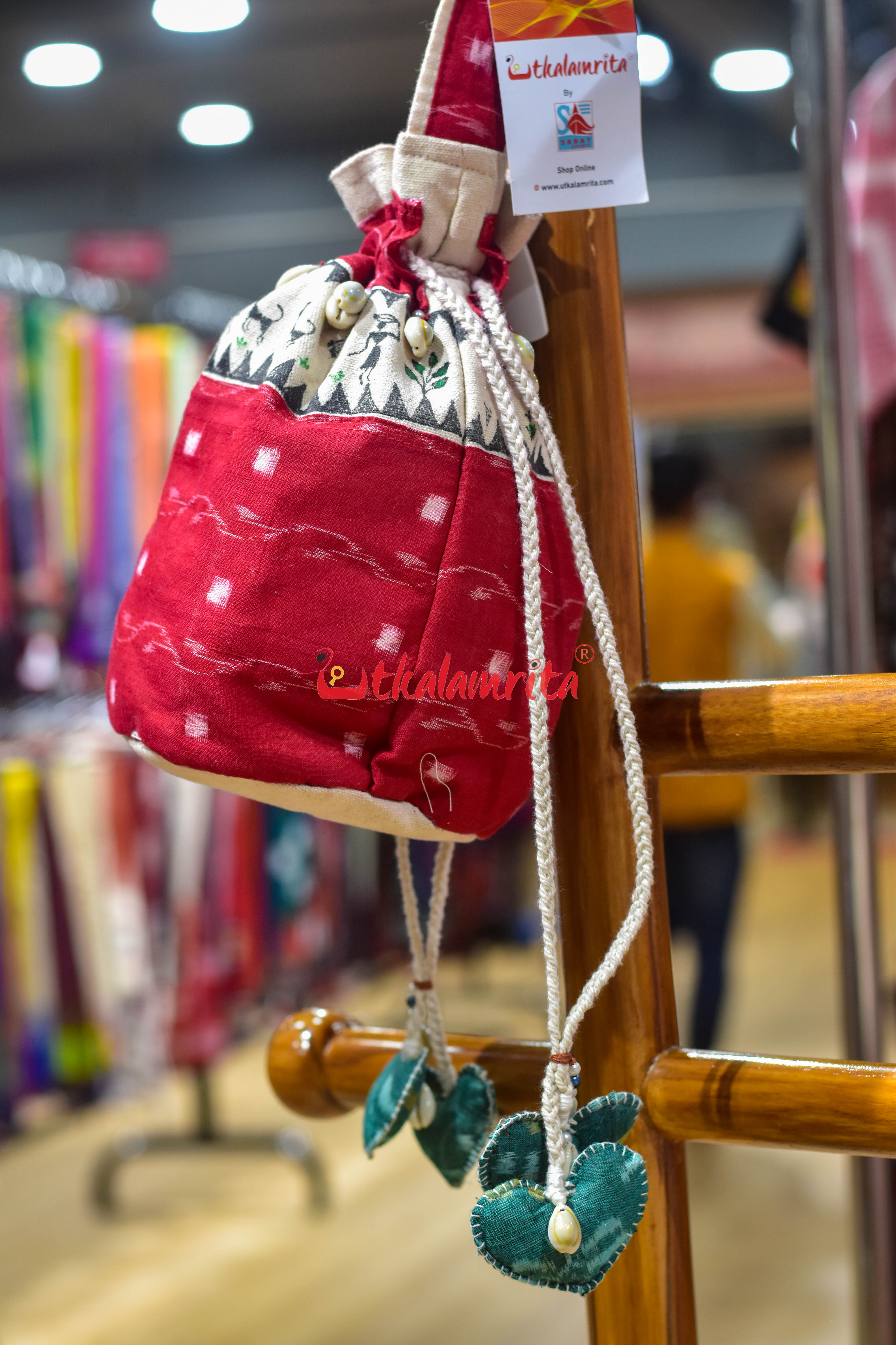 Red Lata Pasapali with Tribals Potli Bag