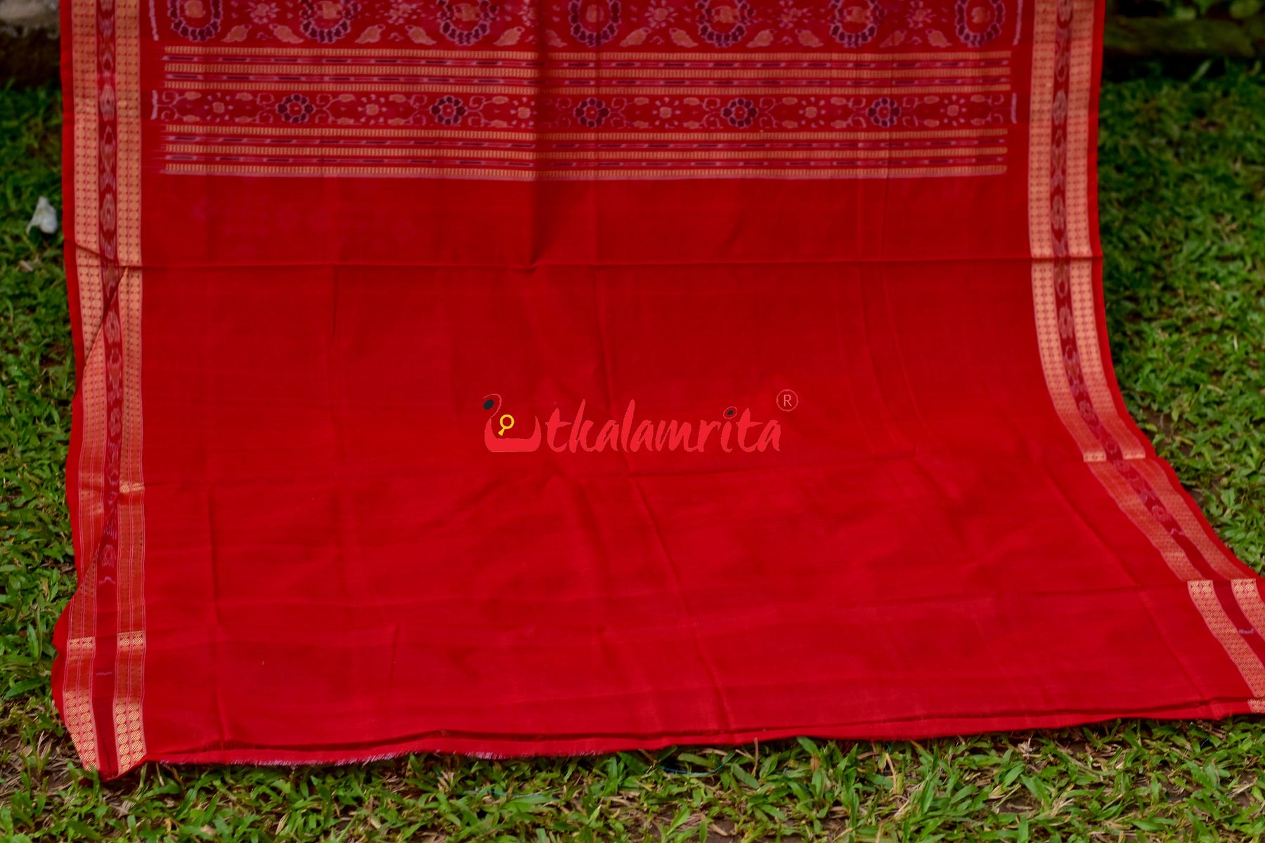 Padma Pasapali Black Red Sambalpuri Cotton Saree