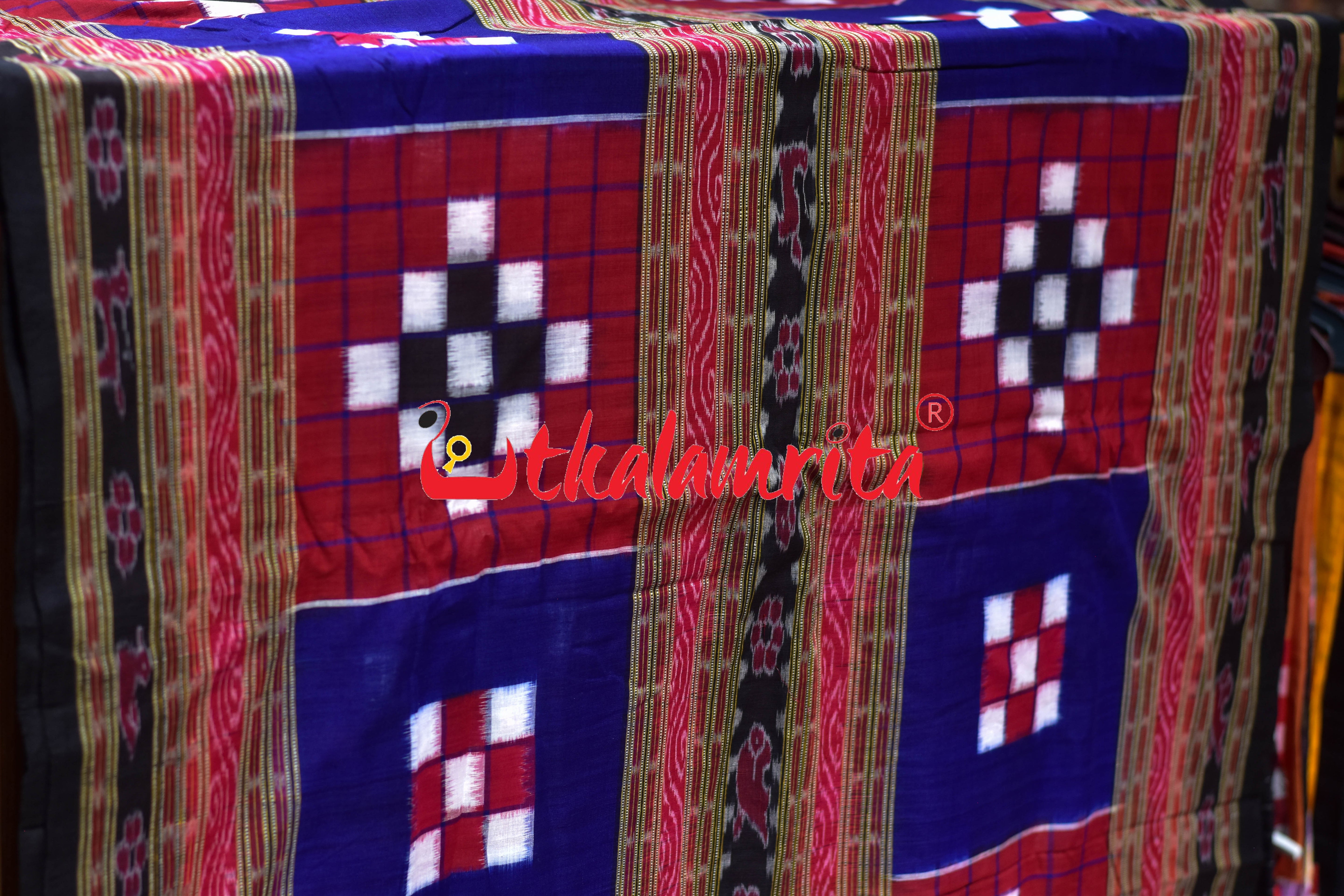 Blue Red Big Pasapali Bichitrapuri Cotton (Fabric)