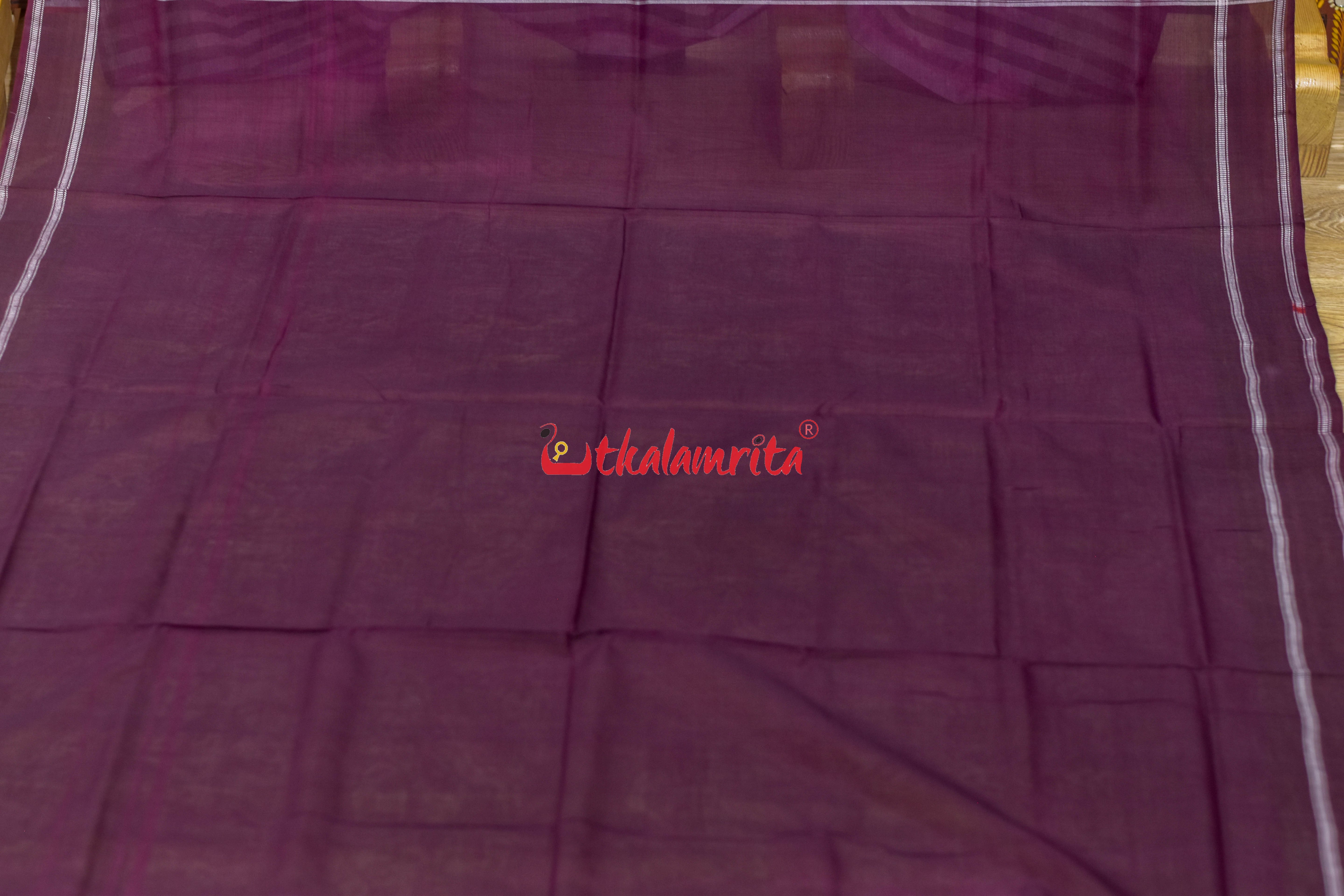 Pink Dhanpatri with Maroon Border Cotton Bapta Saree