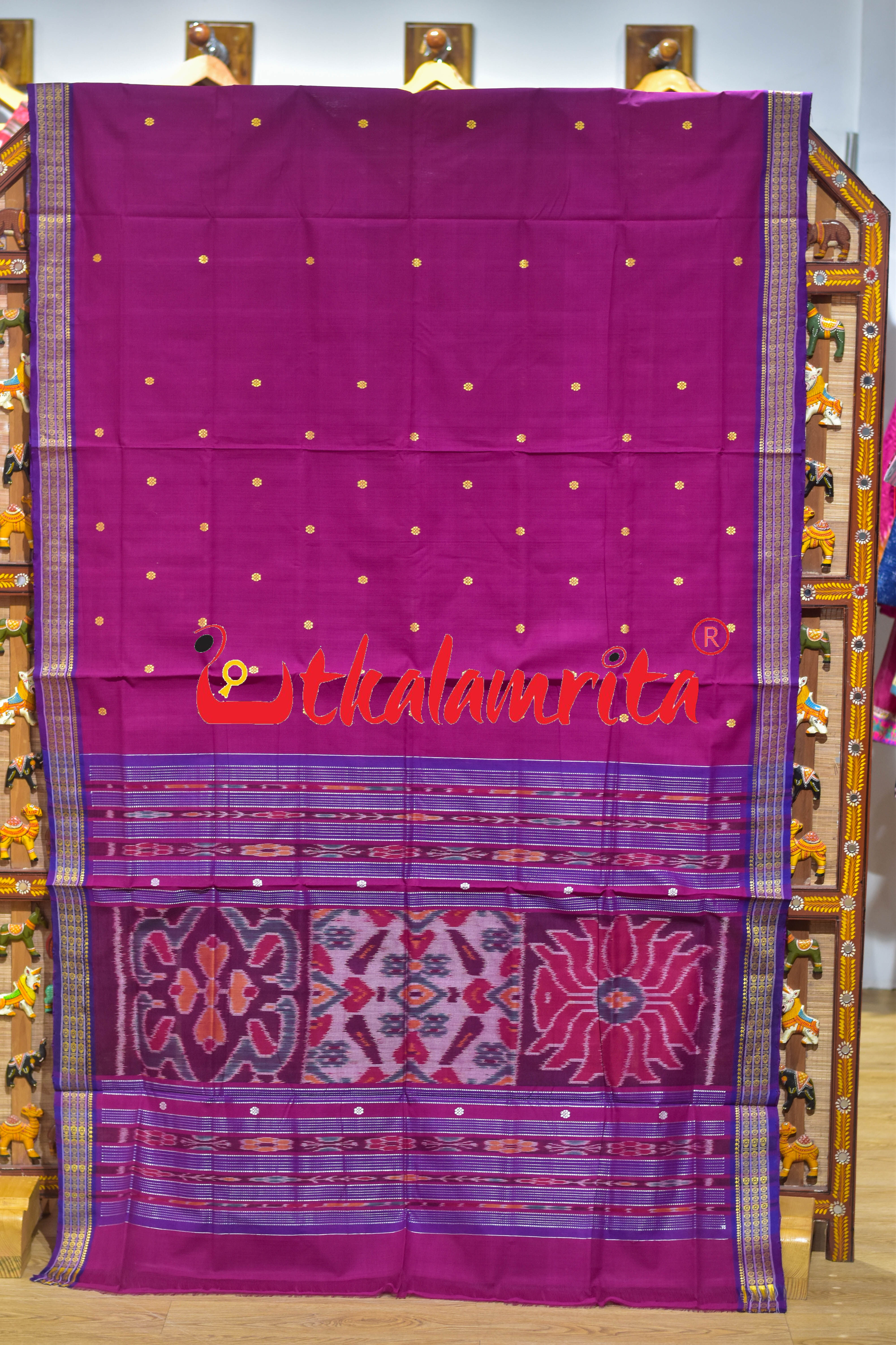 Rani Purple Border Rudrakhya Pittala Single Cotton Saree