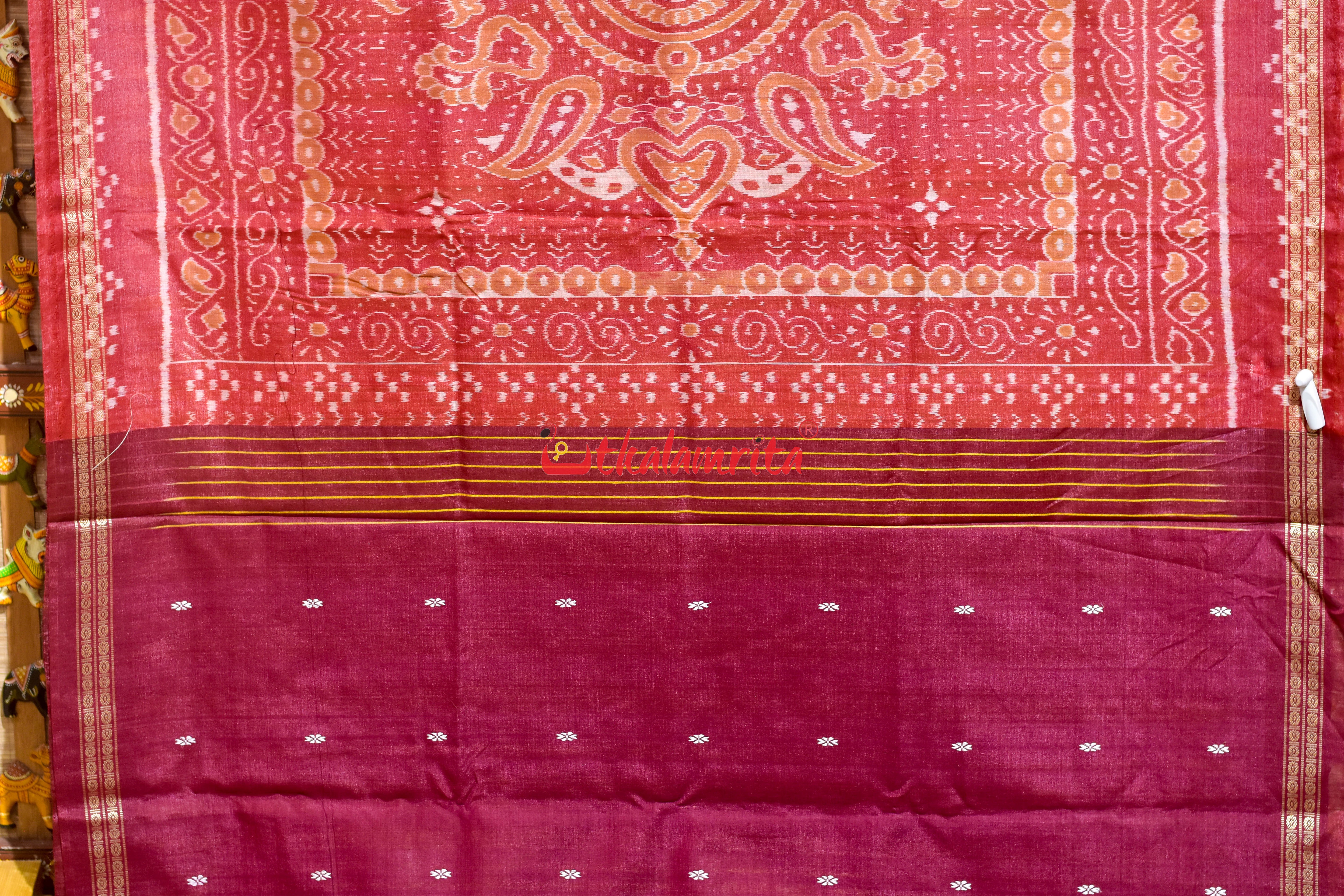 Yellow Maroon Doby Border Gopalpur Tussar Silk Saree