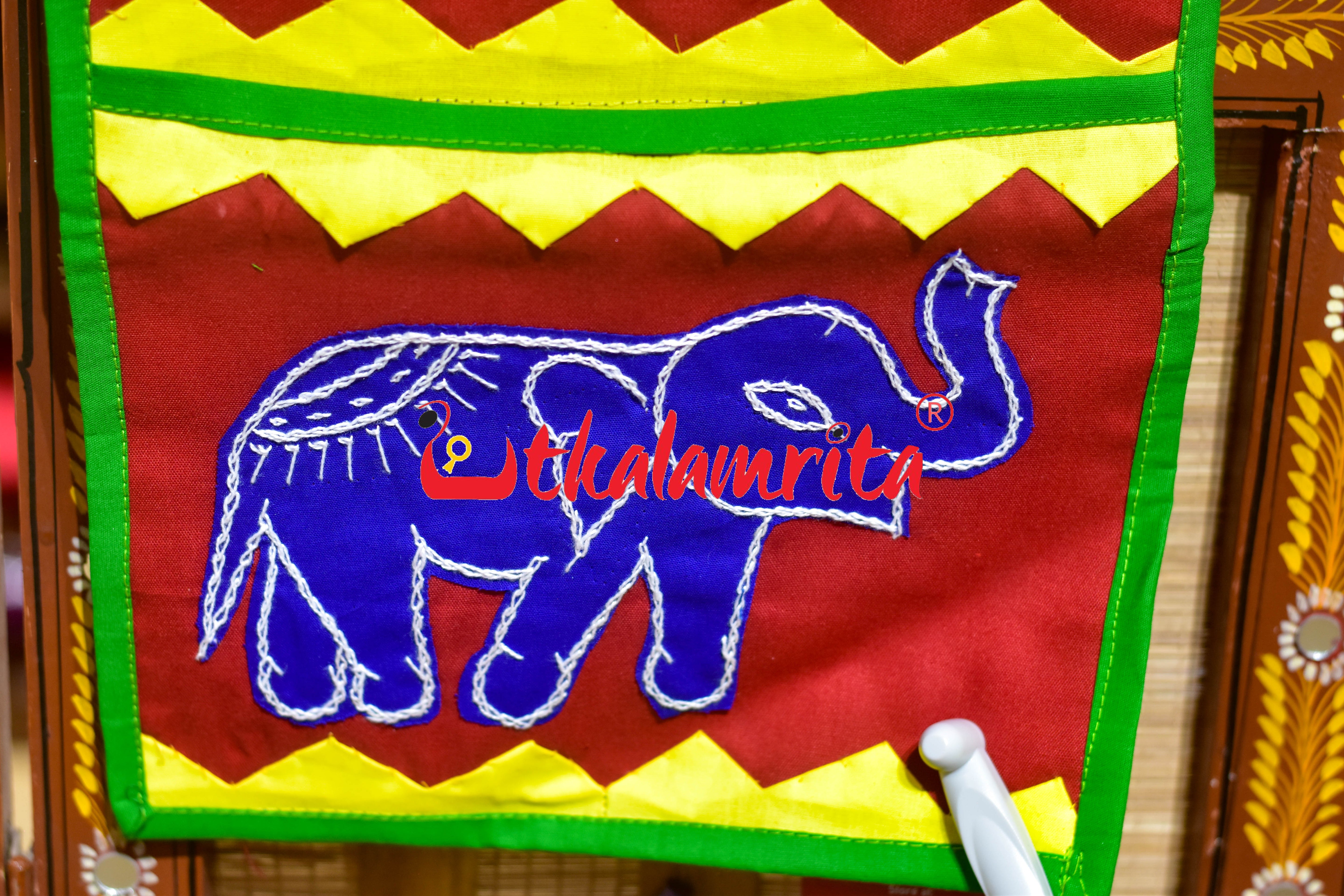 Red Green Double Elephant Pipli Applique Letter Box