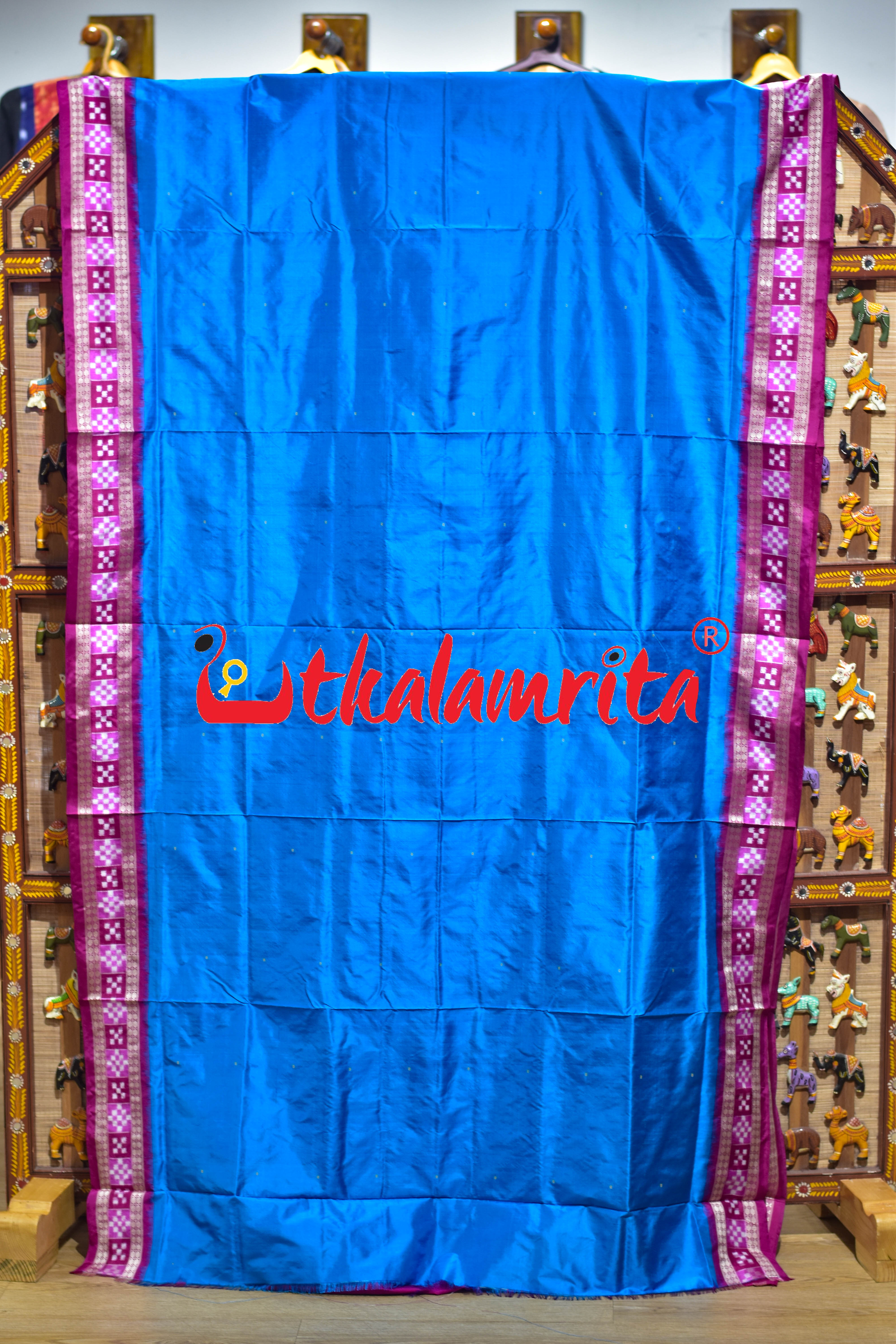 Blue Dhadi Pasapali Bandha Anchal Sambalpuri Silk Saree