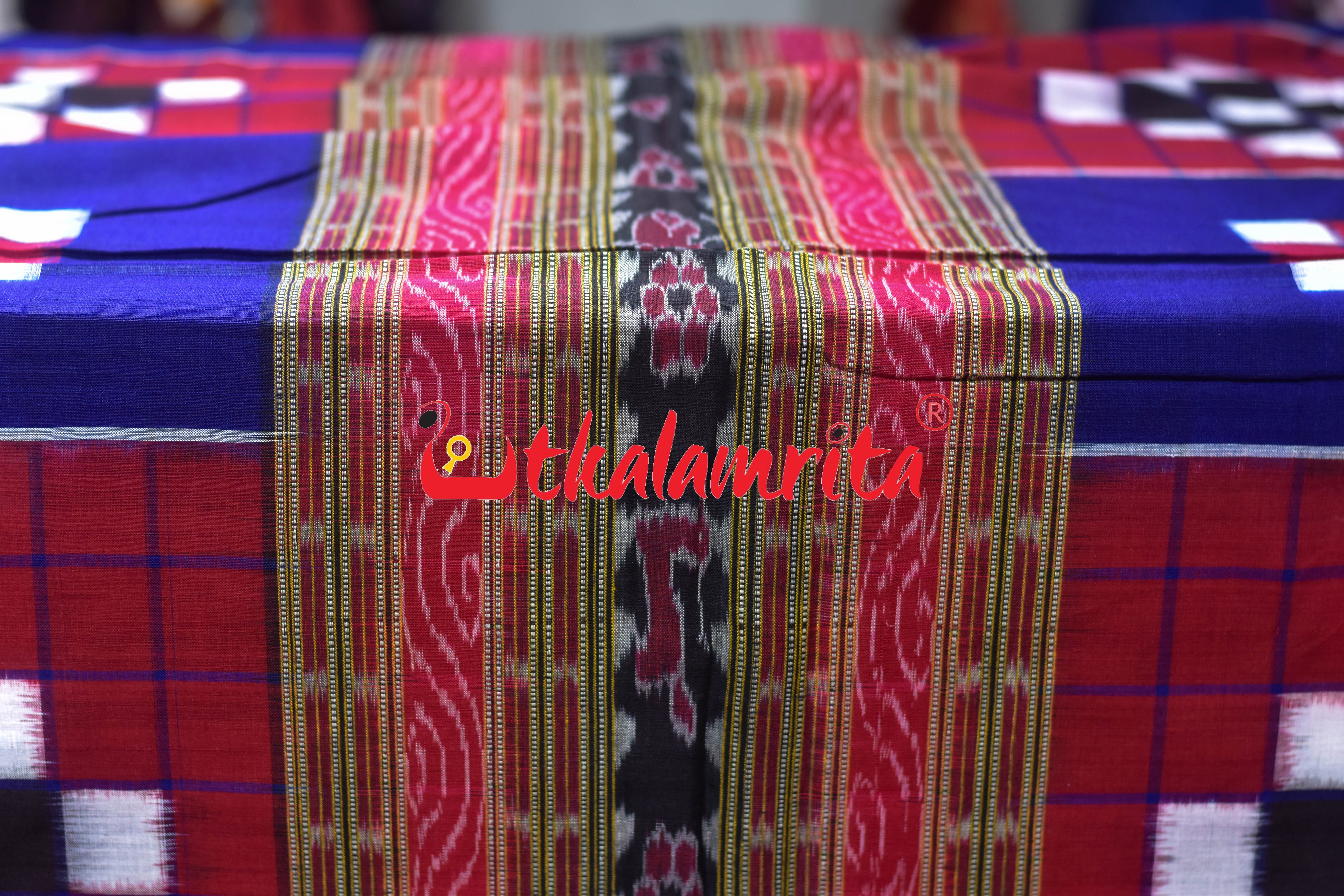 Blue Red Big Pasapali Bichitrapuri Cotton (Fabric)