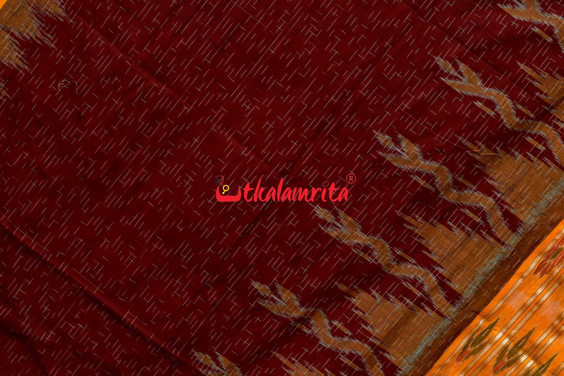 Maroon Yellow Daali Scot Khandua Cotton