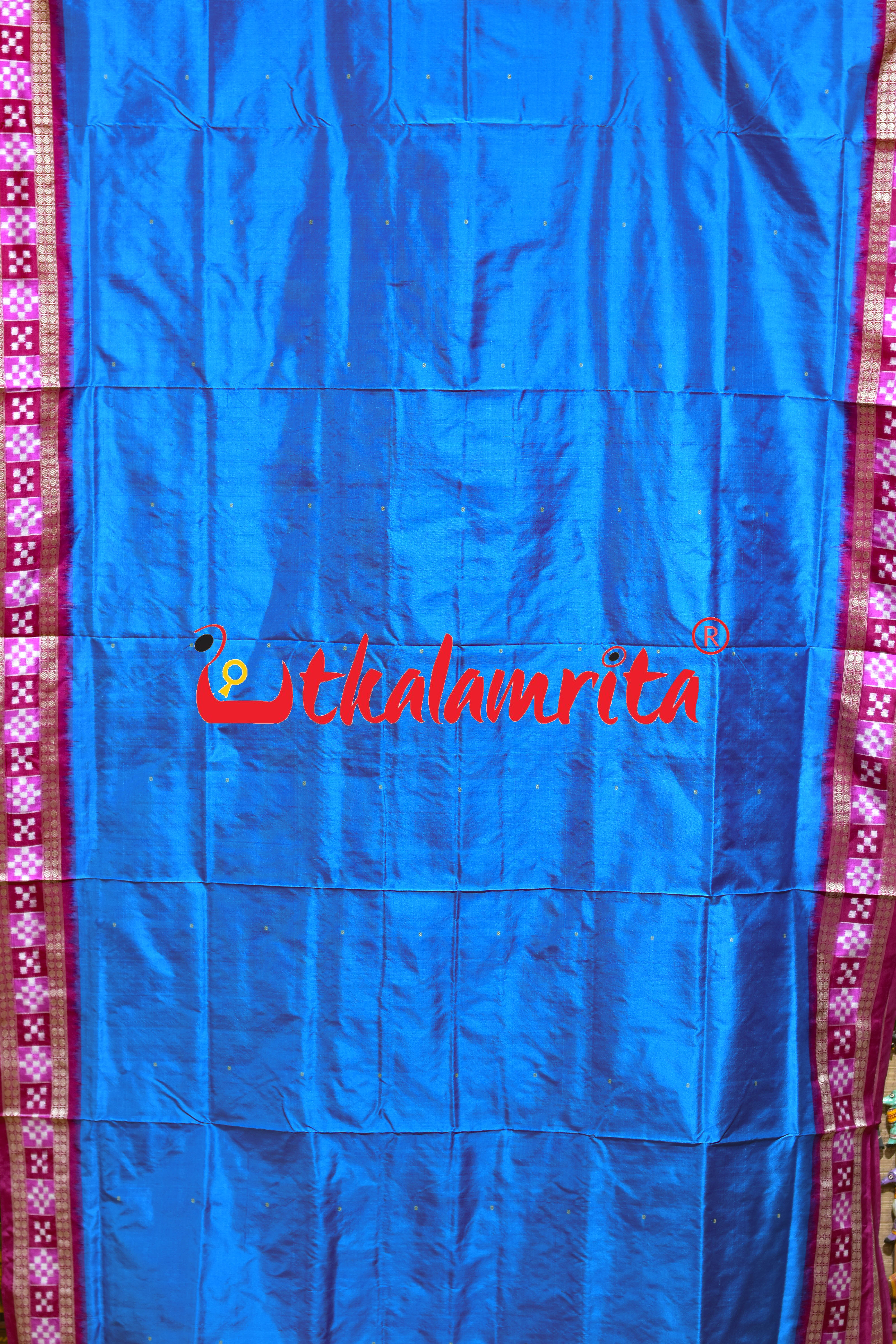 Blue Dhadi Pasapali Bandha Anchal Sambalpuri Silk Saree