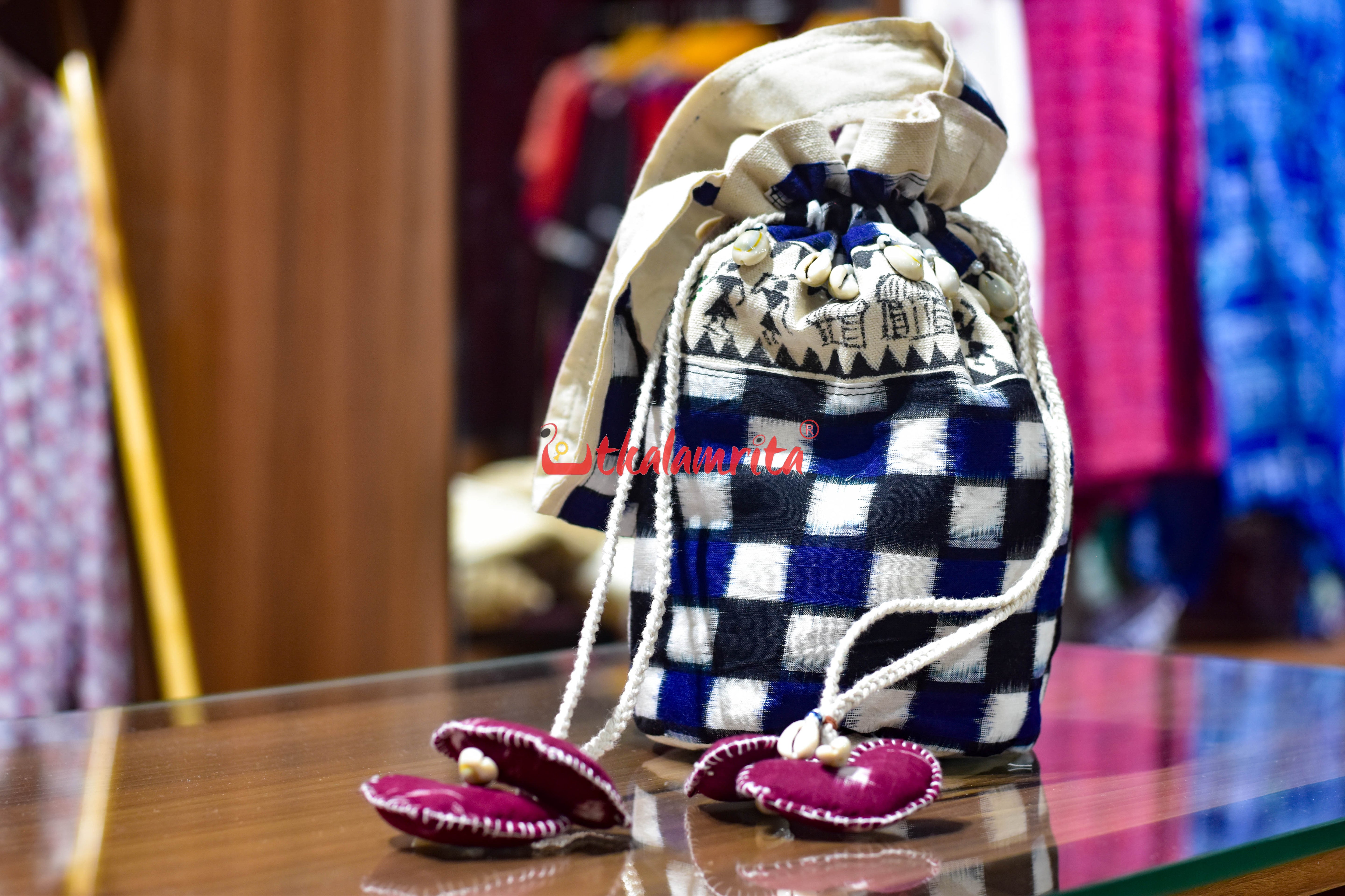 Blue Black 37 Kuthi with Tribals Potli Bag