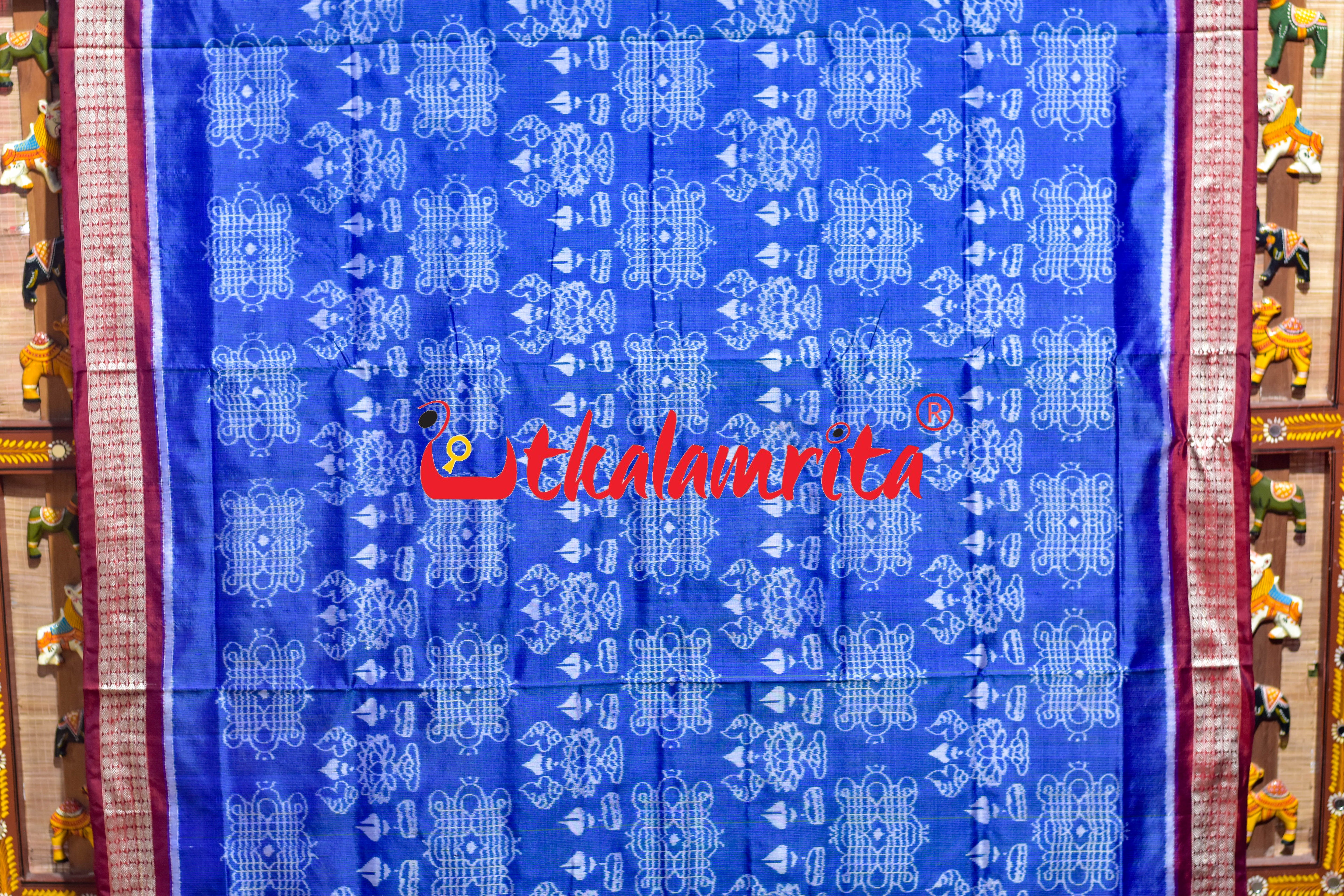 Blue Laxmi Pada Sambalpuri Silk Saree