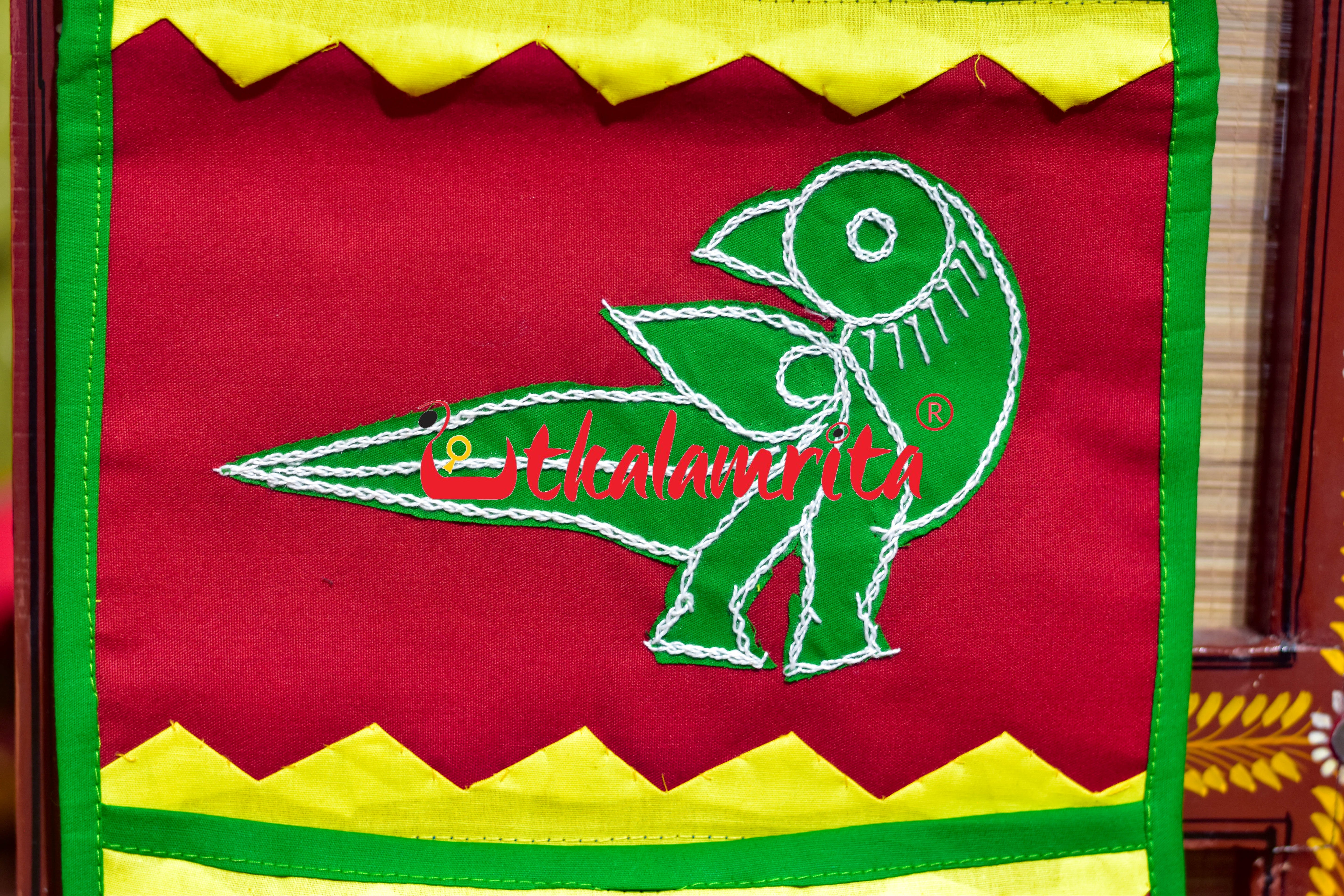 Red Green Double Elephant Pipli Applique Letter Box