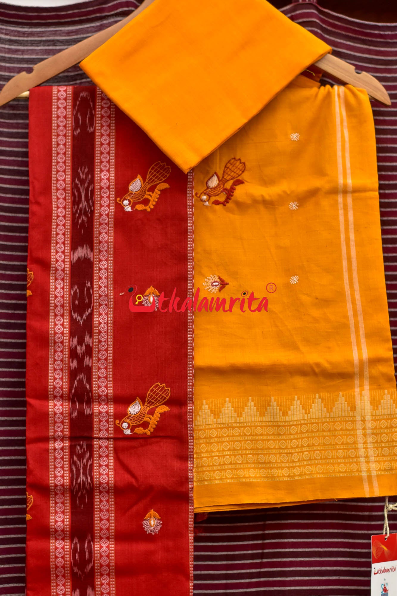 Red Yellow Mayura Bomkai Dress Set