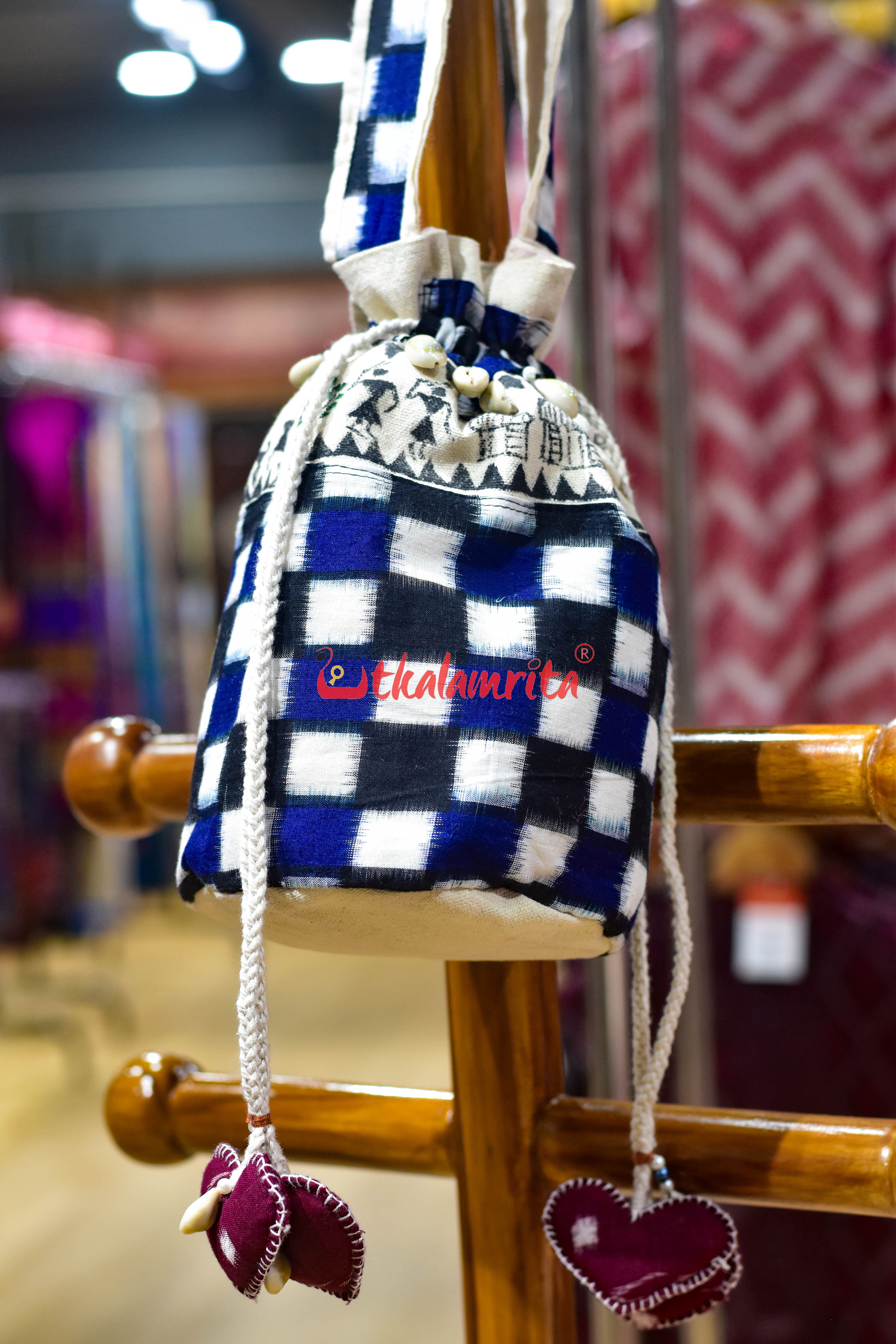 Blue Black 37 Kuthi with Tribals Potli Bag