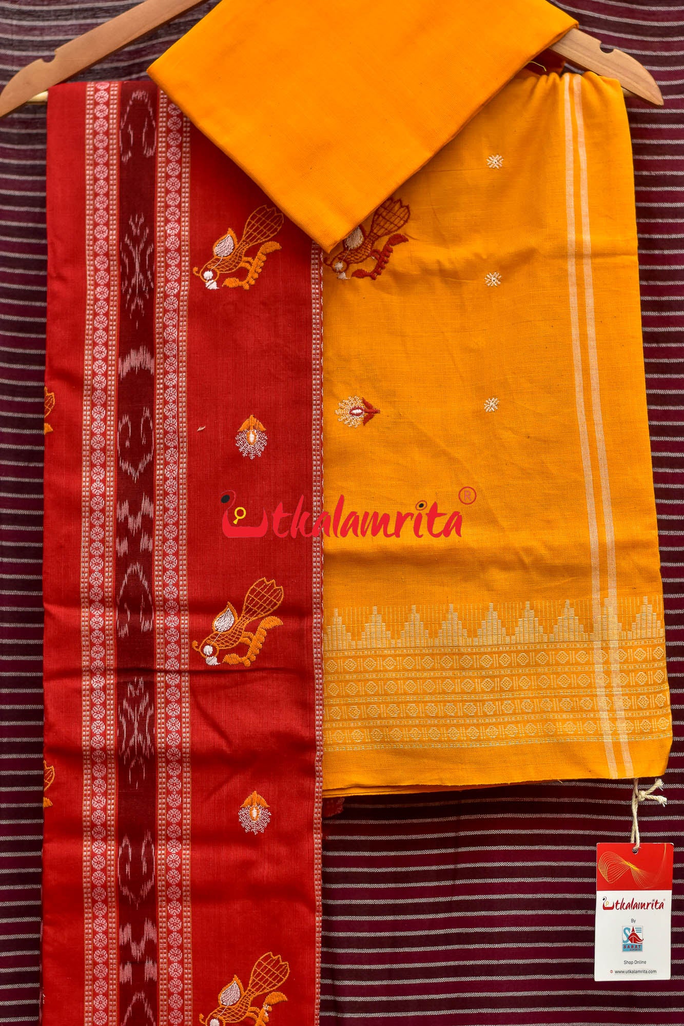 Red Yellow Mayura Bomkai Dress Set