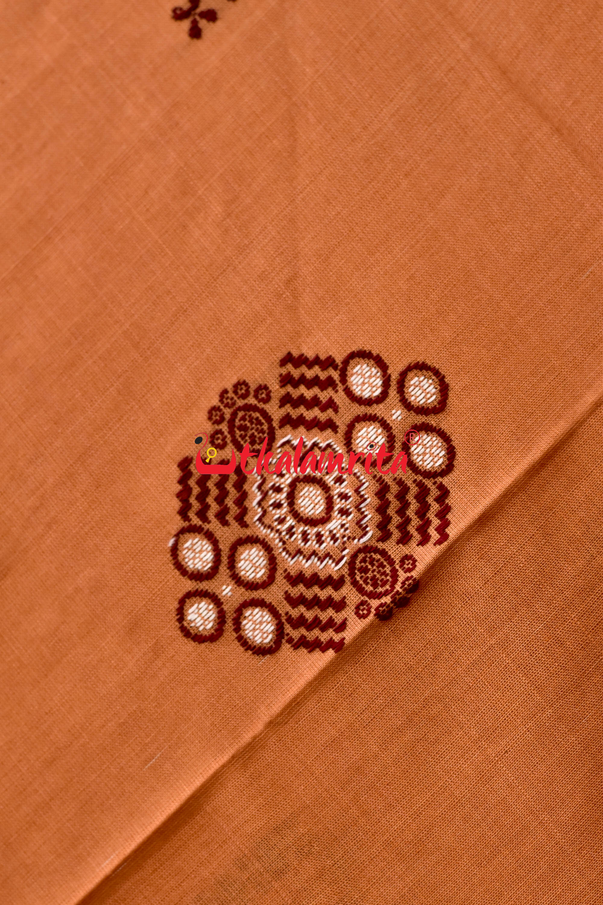 Biscuit Maroon Pentagon Bomkai Cotton Saree