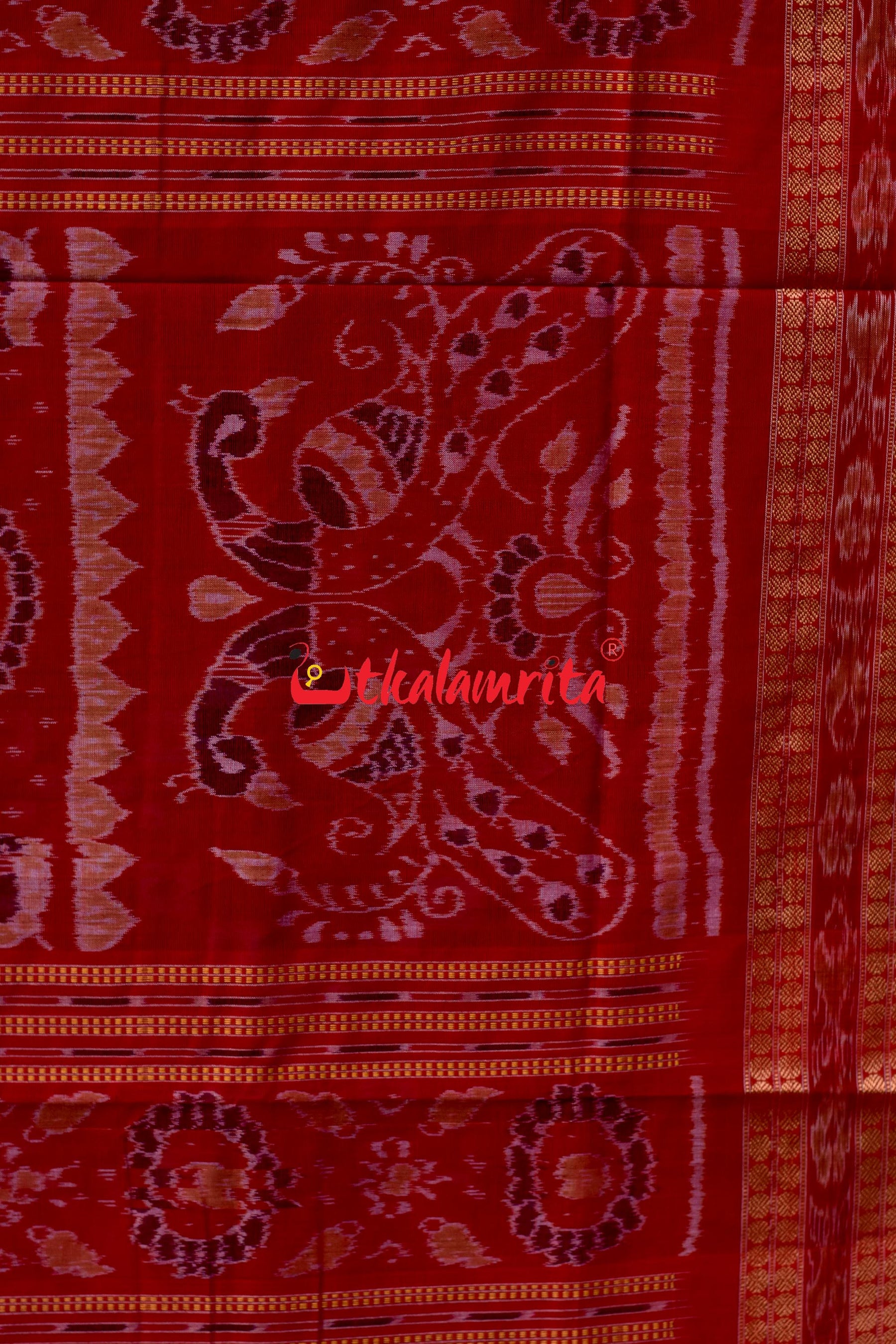 Padma Pasapali Black Red Sambalpuri Cotton Saree