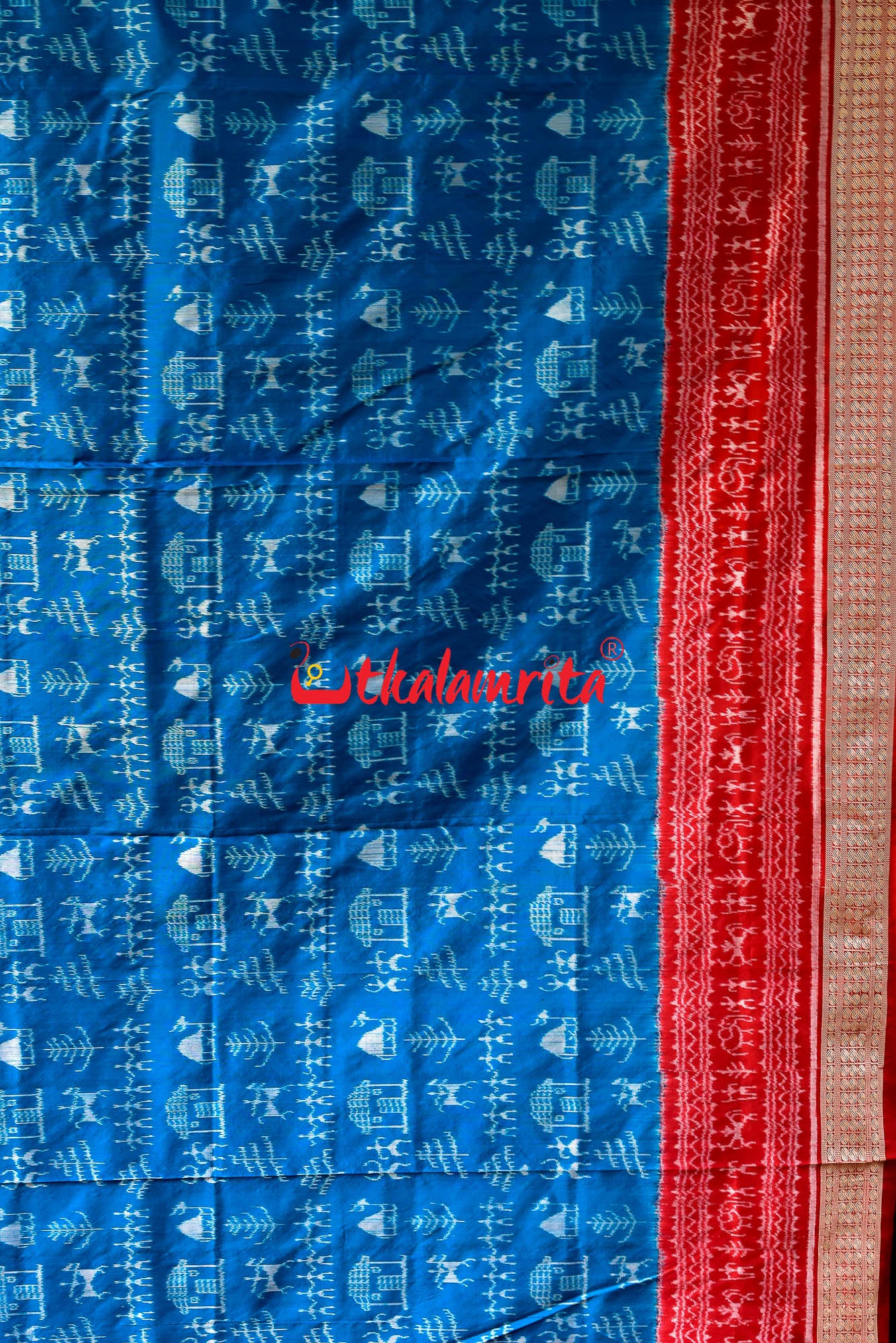 Blue Red Tribal Sambalpuri Silk