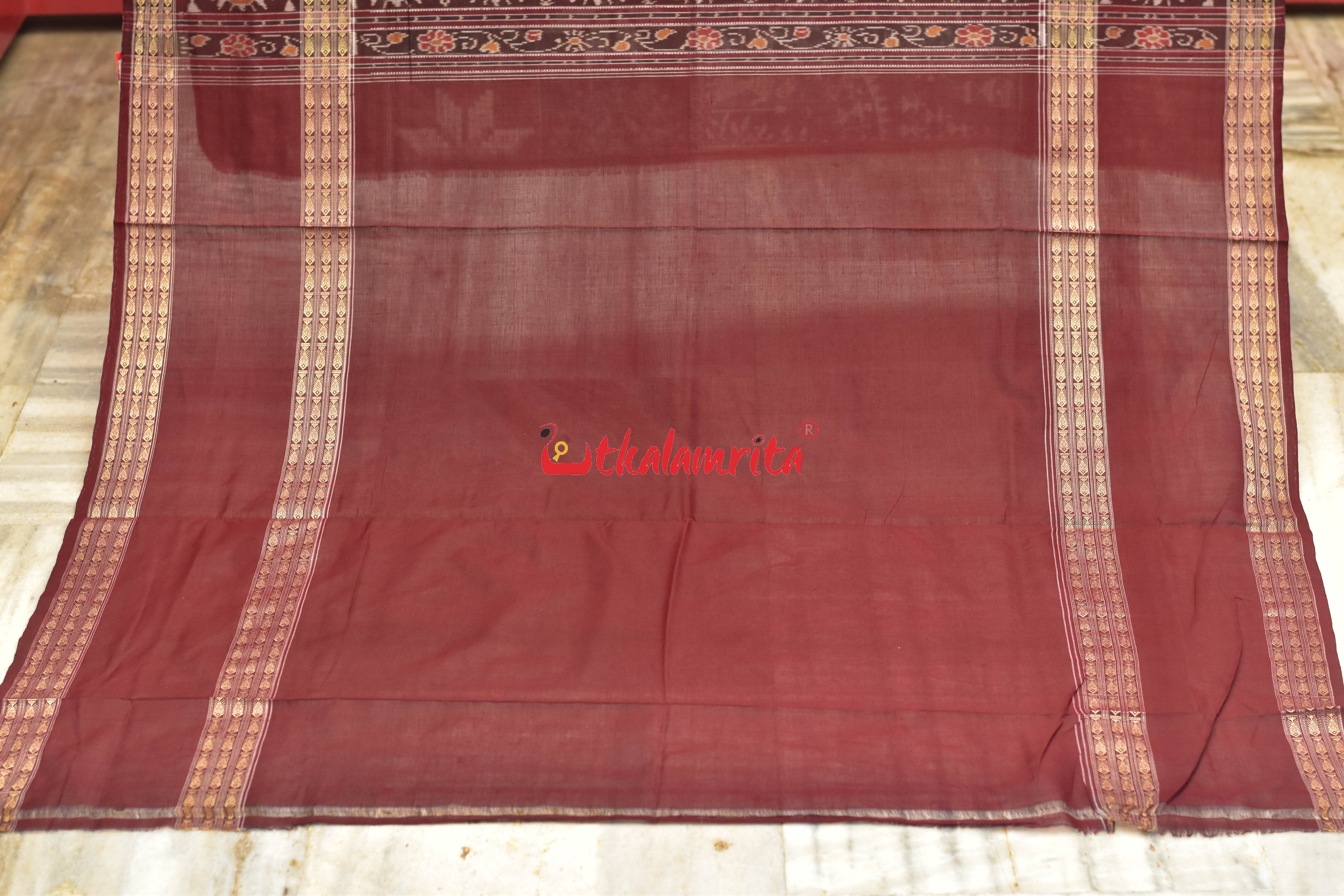 Grey Tribals Half Half Sambalpuri Cotton Saree