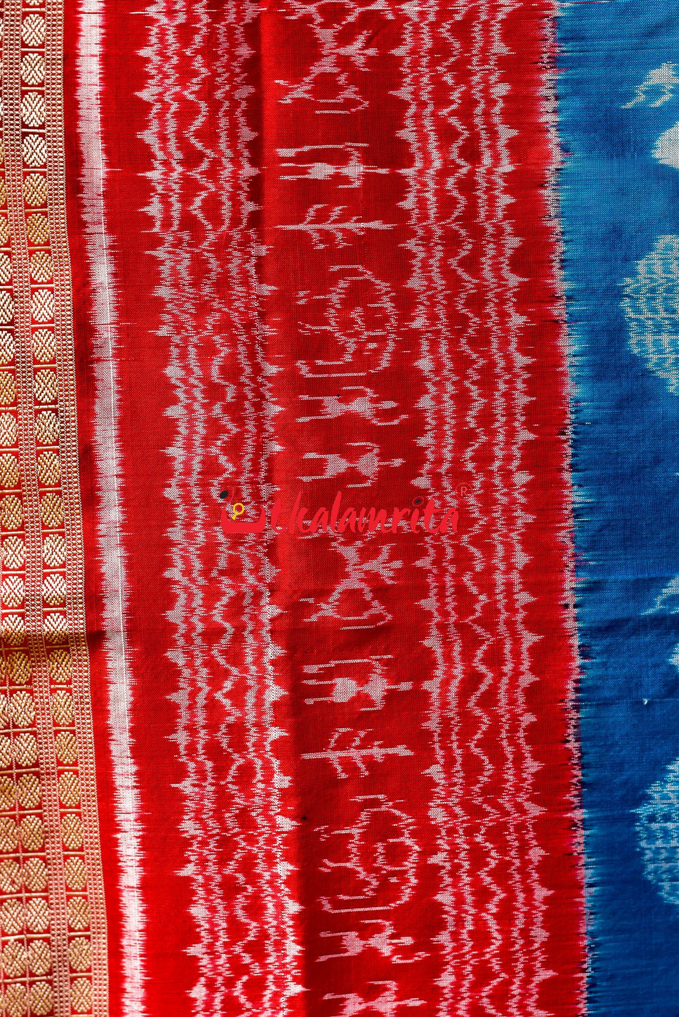 Blue Red Tribal Sambalpuri Silk