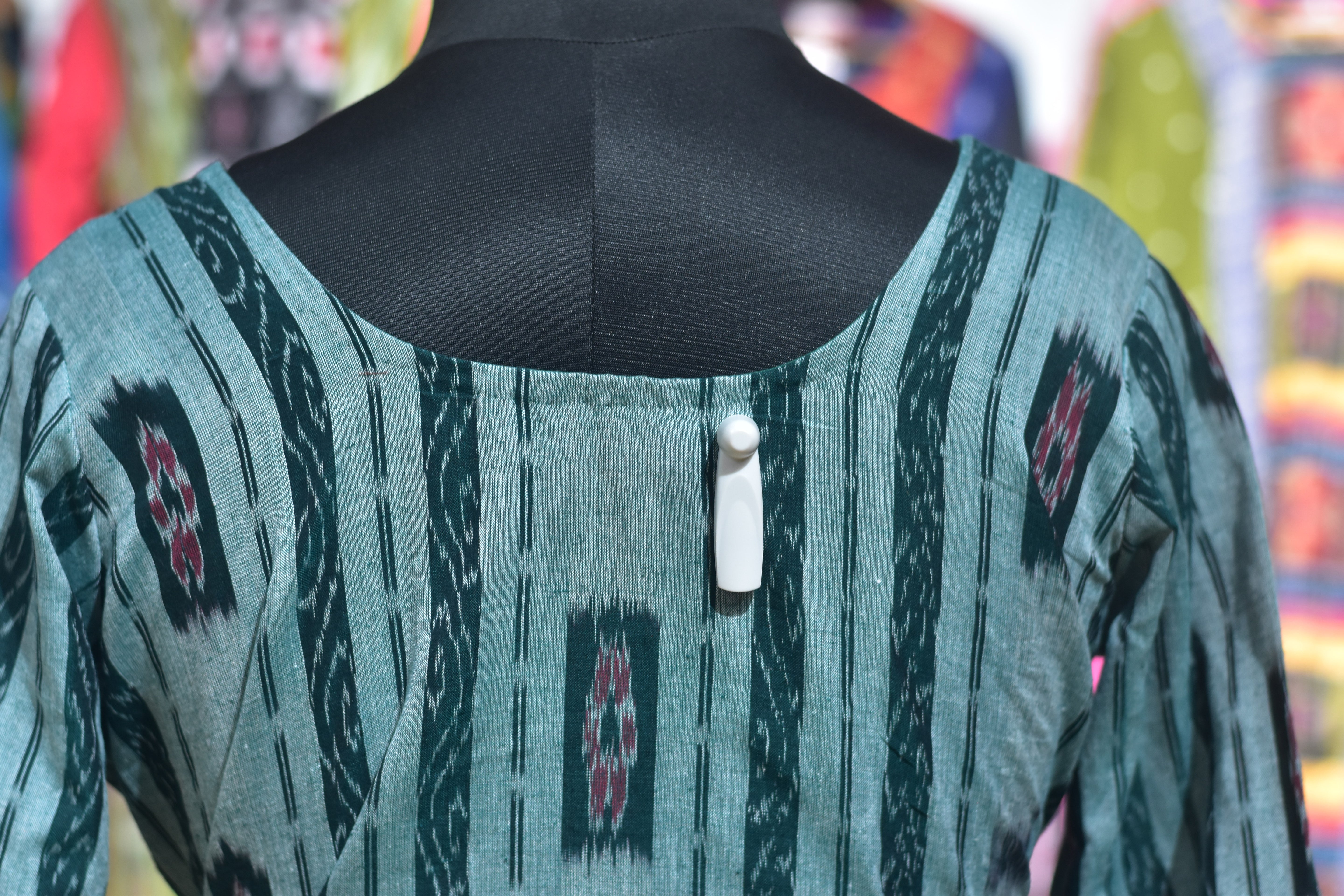Deep Green Box Flower Kothi Pasapali Cotton (Ladies' Kurti)