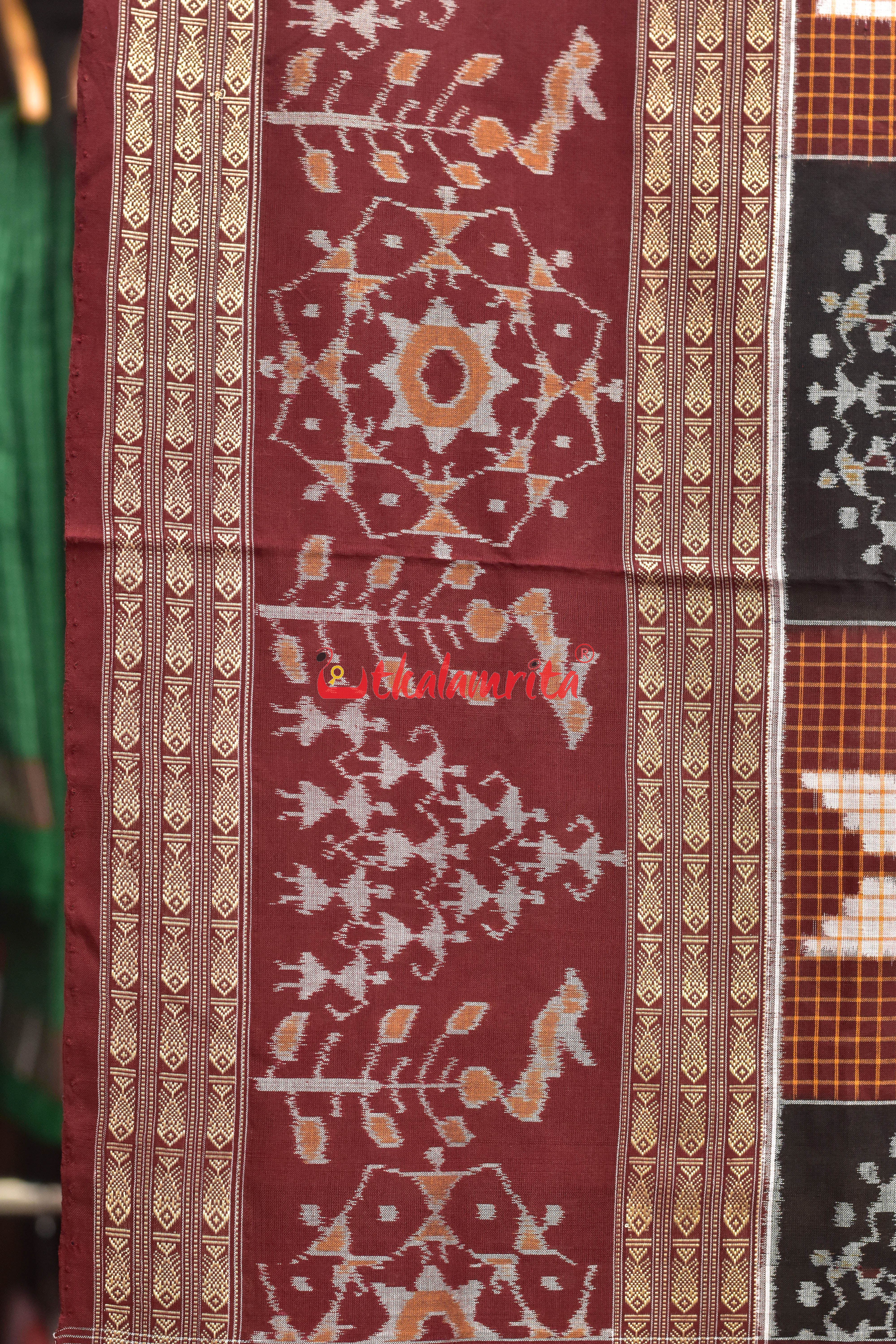 Grey Tribals Half Half Sambalpuri Cotton Saree
