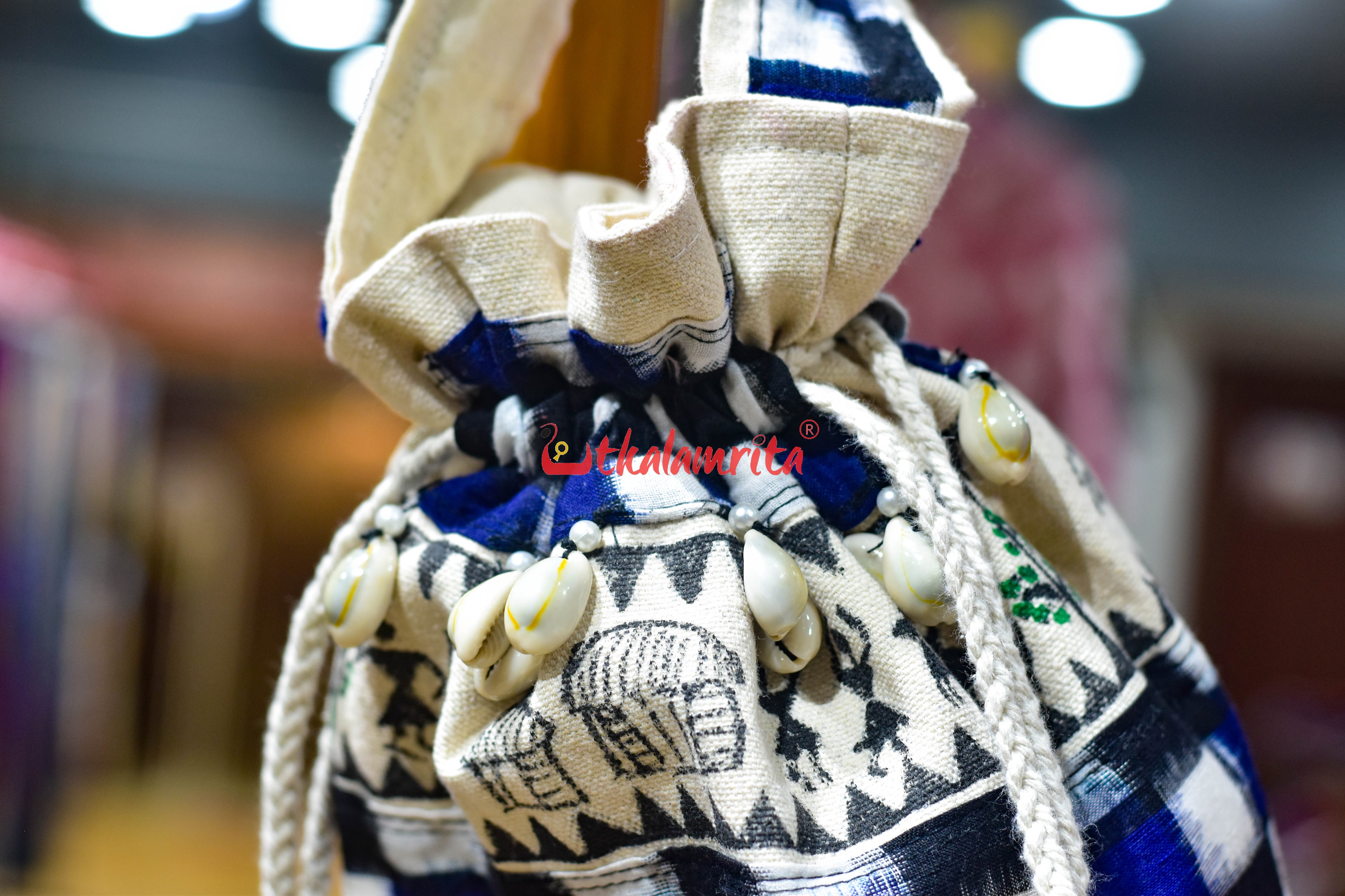Blue Black 37 Kuthi with Tribals Potli Bag