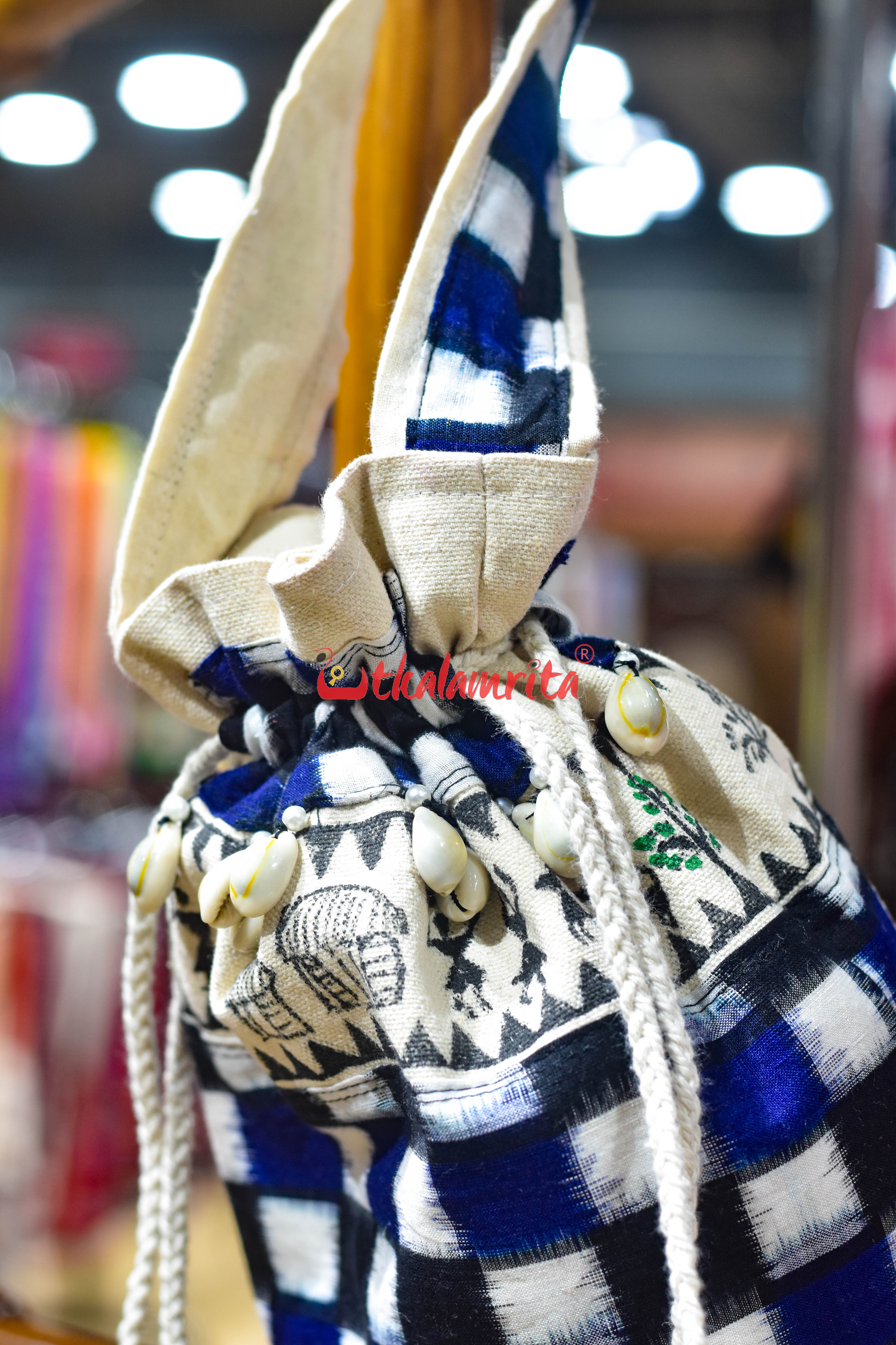 Blue Black 37 Kuthi with Tribals Potli Bag