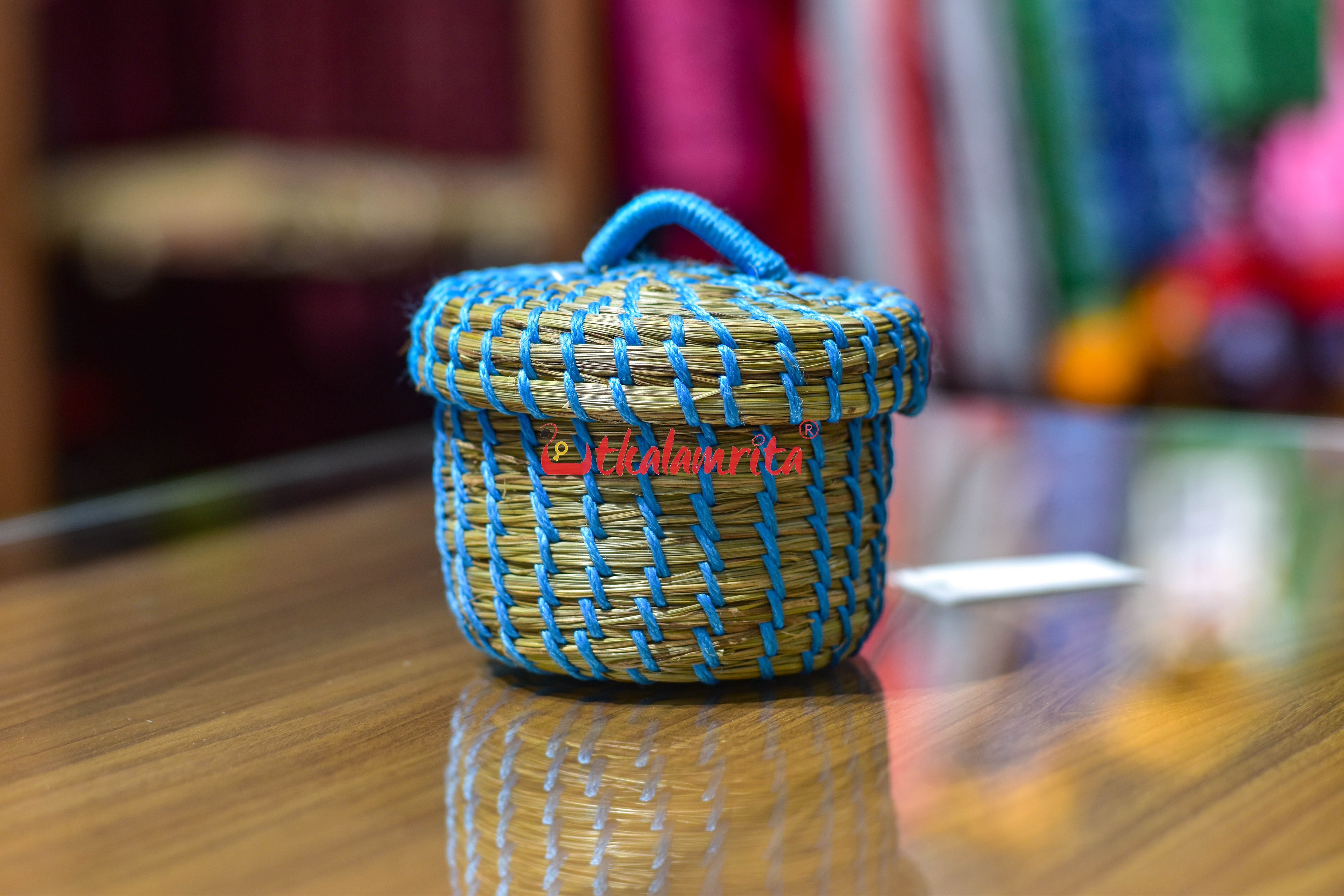 Sabai Grass Sky Blue Thread Jewellery Box