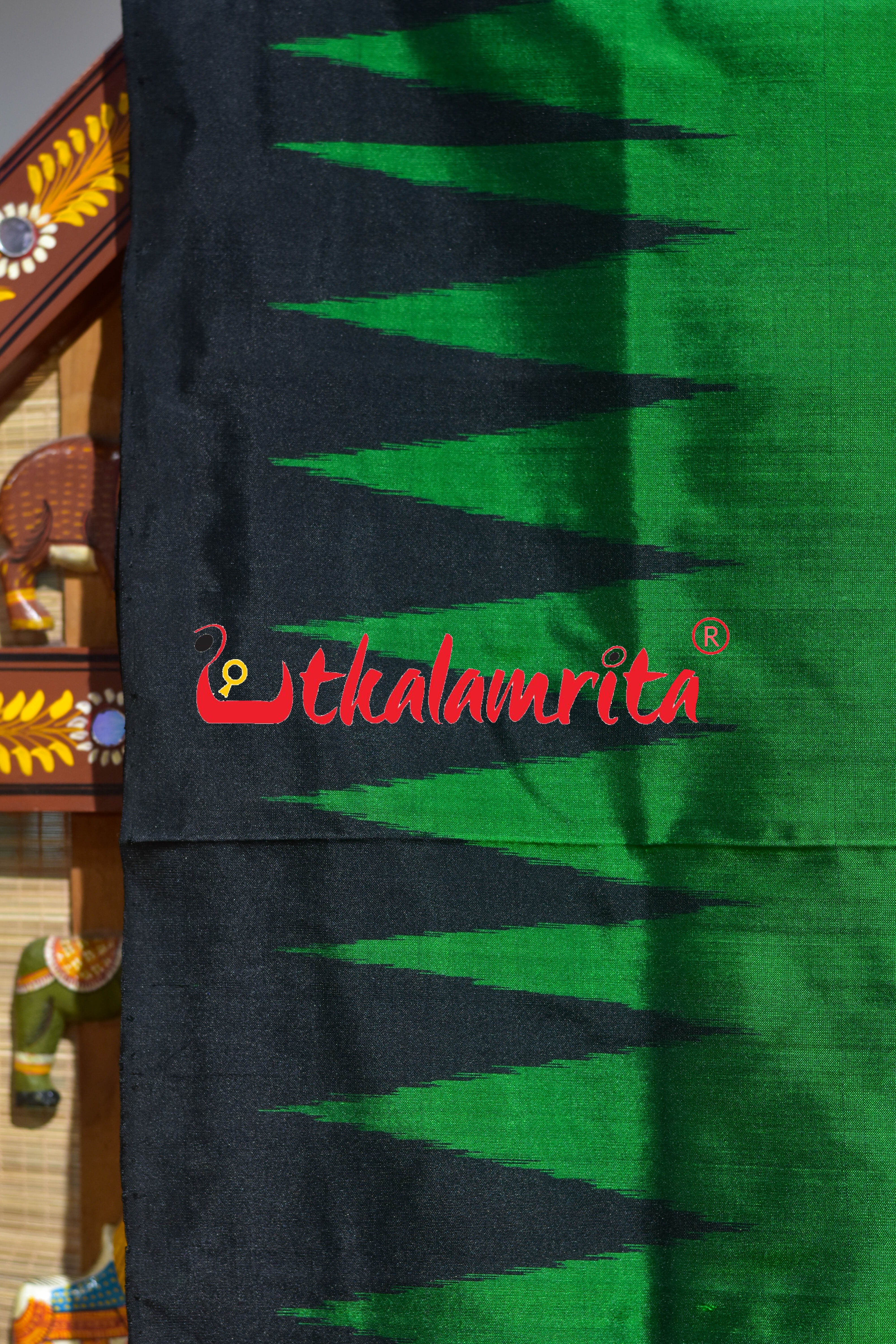 Green Black Kumbha Bandha Anchal Sambalpuri Silk Saree