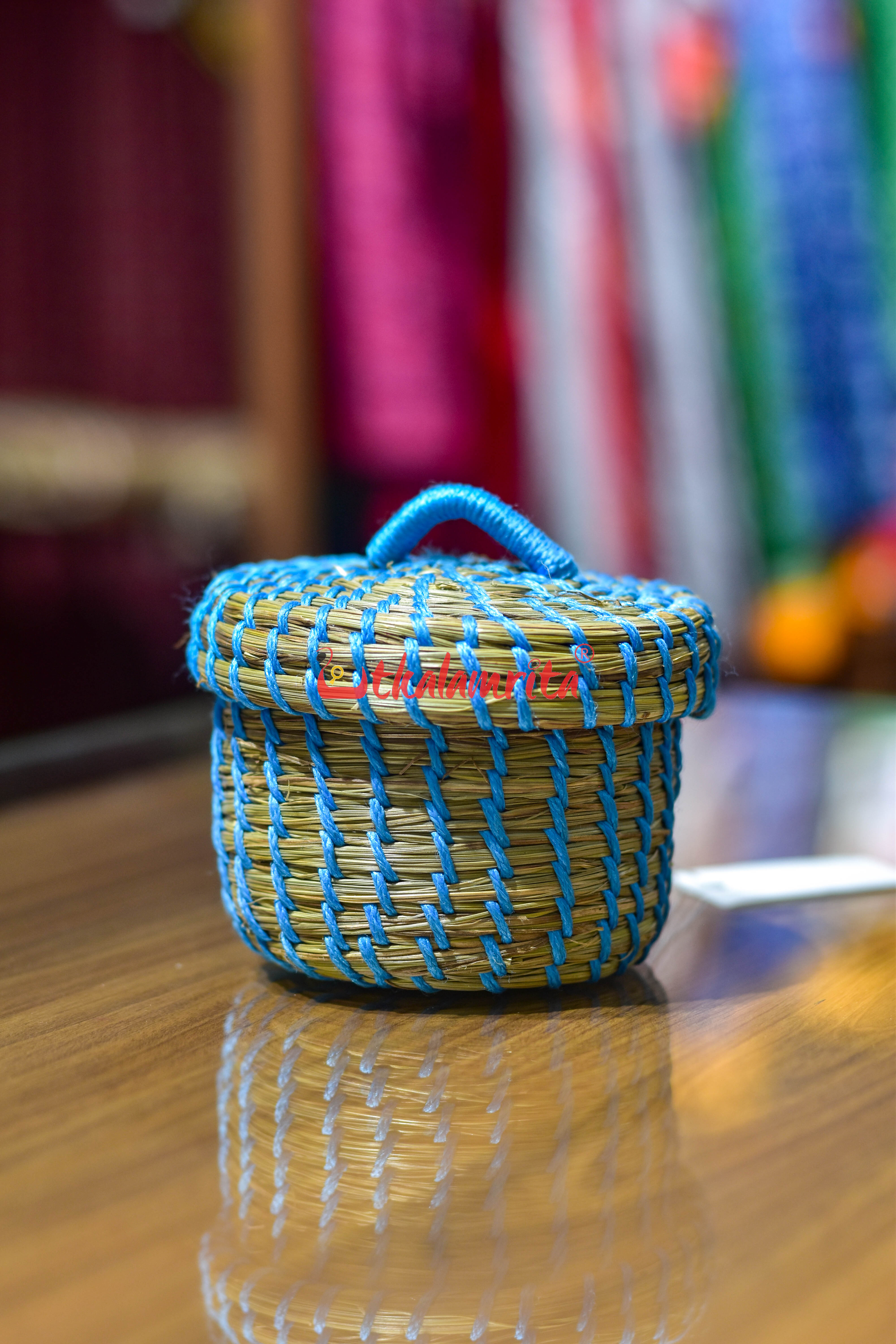 Sabai Grass Sky Blue Thread Jewellery Box