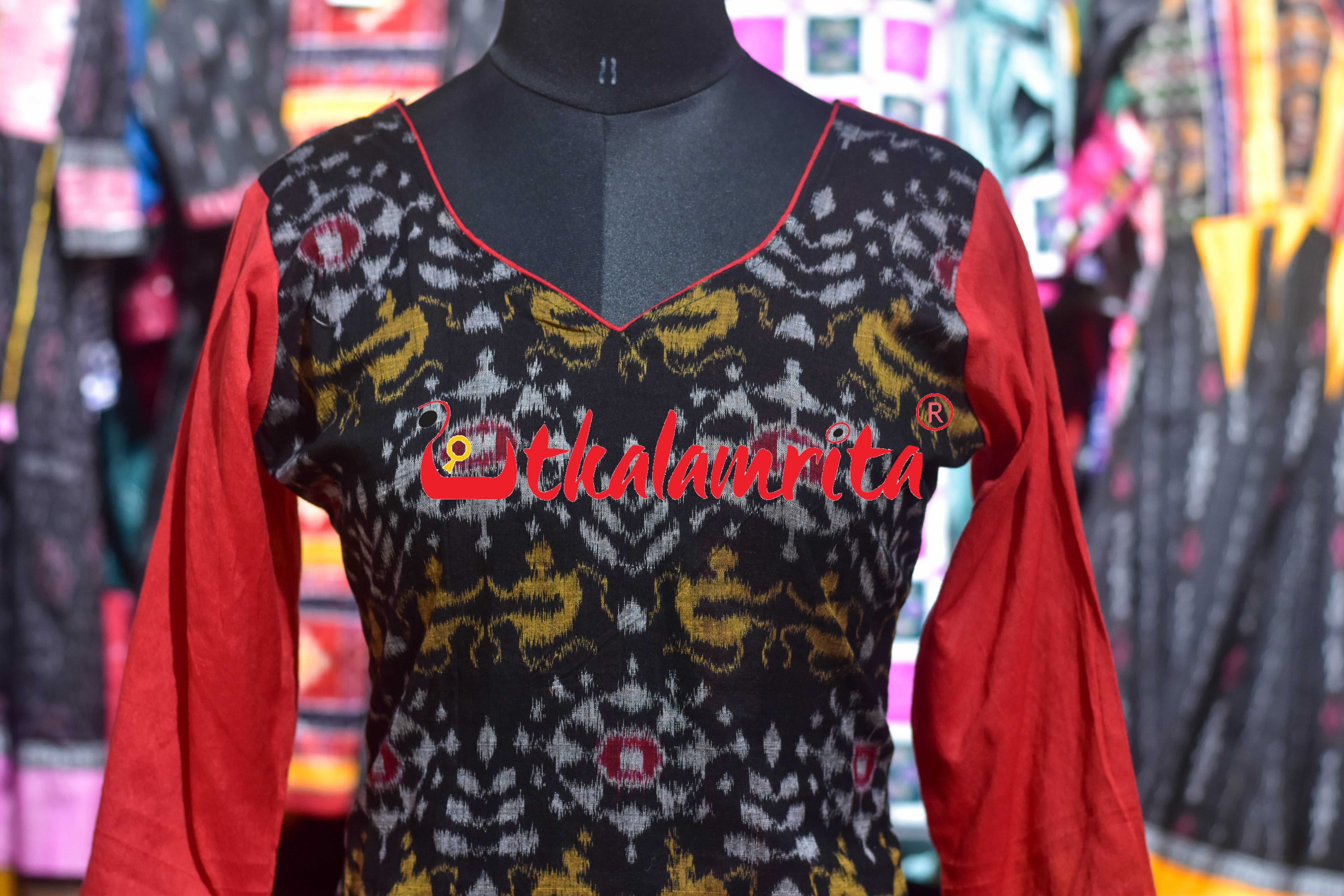 Red Sambalpuri Cotton (Ladies Kurta )