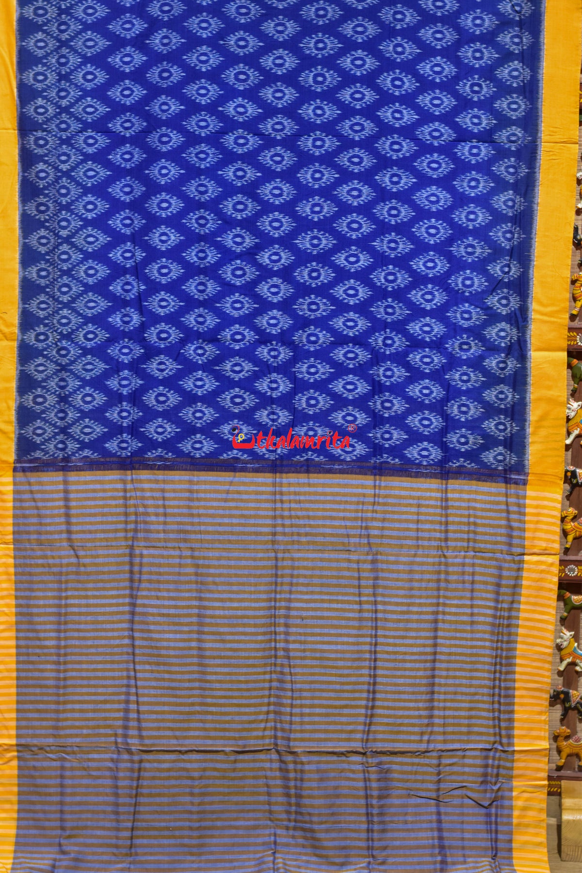 Tarabali Close Bandha Sky Blue Maniabandha Cotton Saree