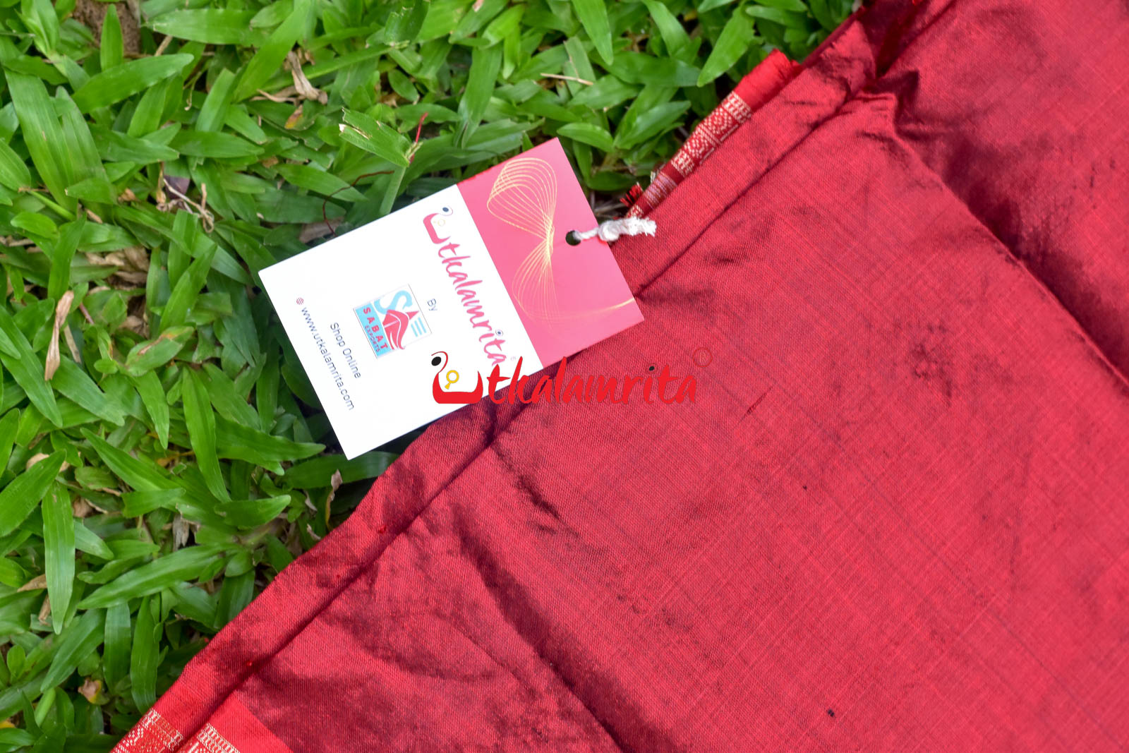 Maroon Flower Bandha Border Silk (Fabric)