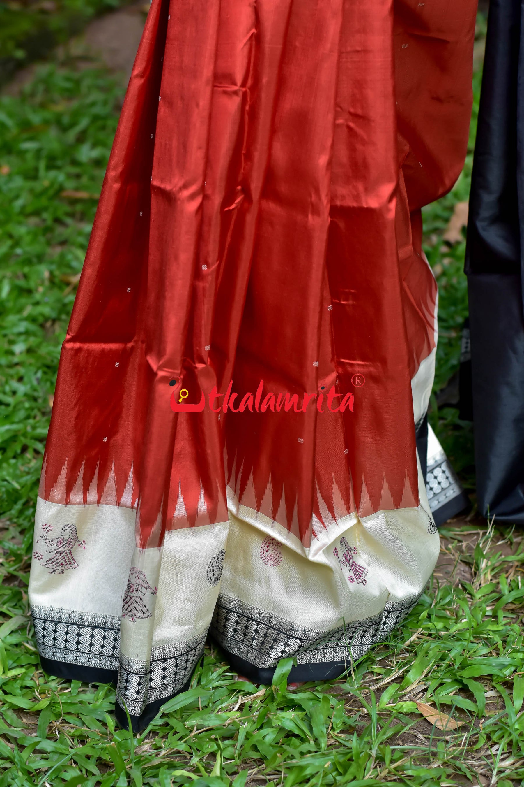 Rust Cream Dhadi Doll Bomkai Silk Saree
