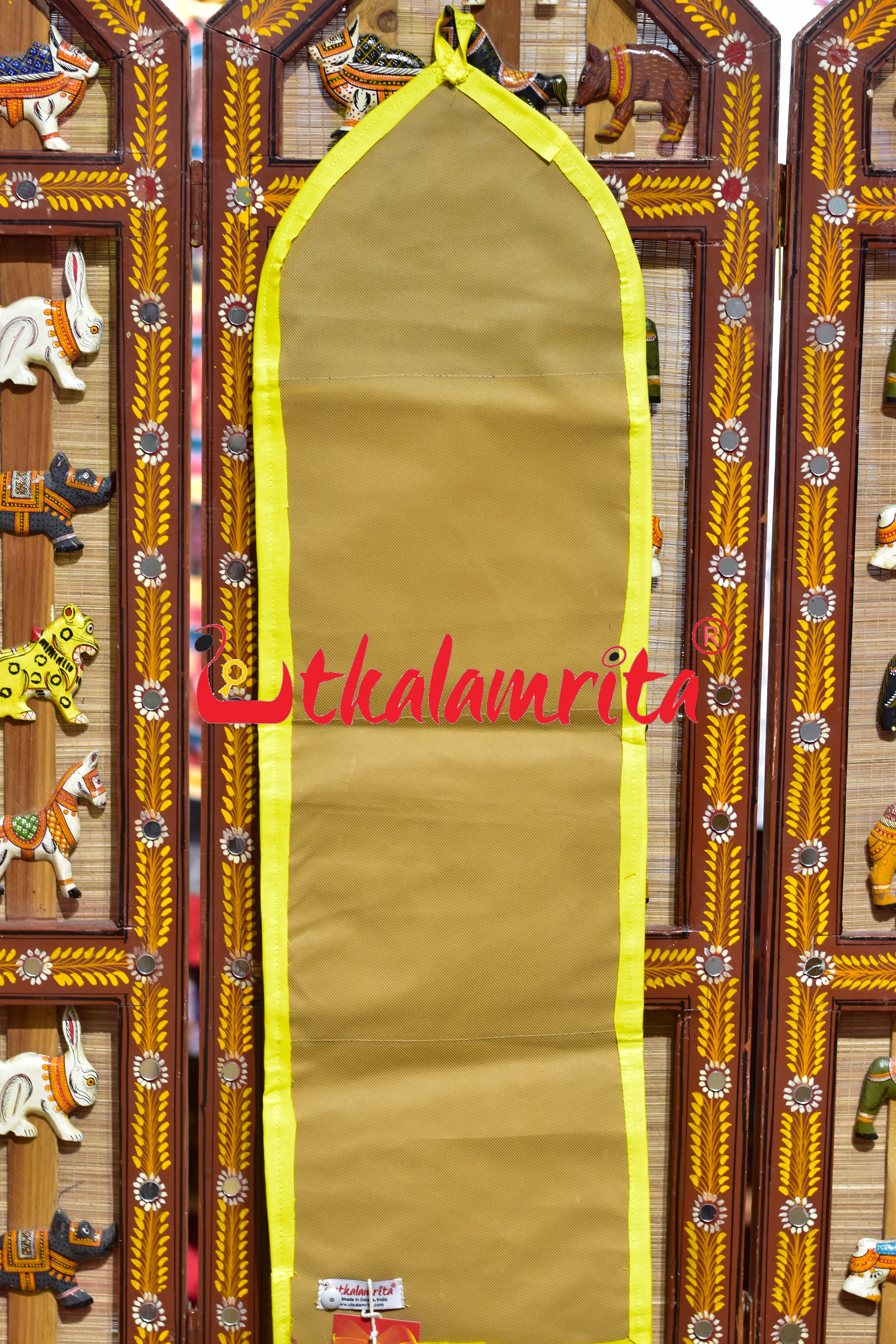 Blue Yellow Double Fish Pipli Applique Letter Box