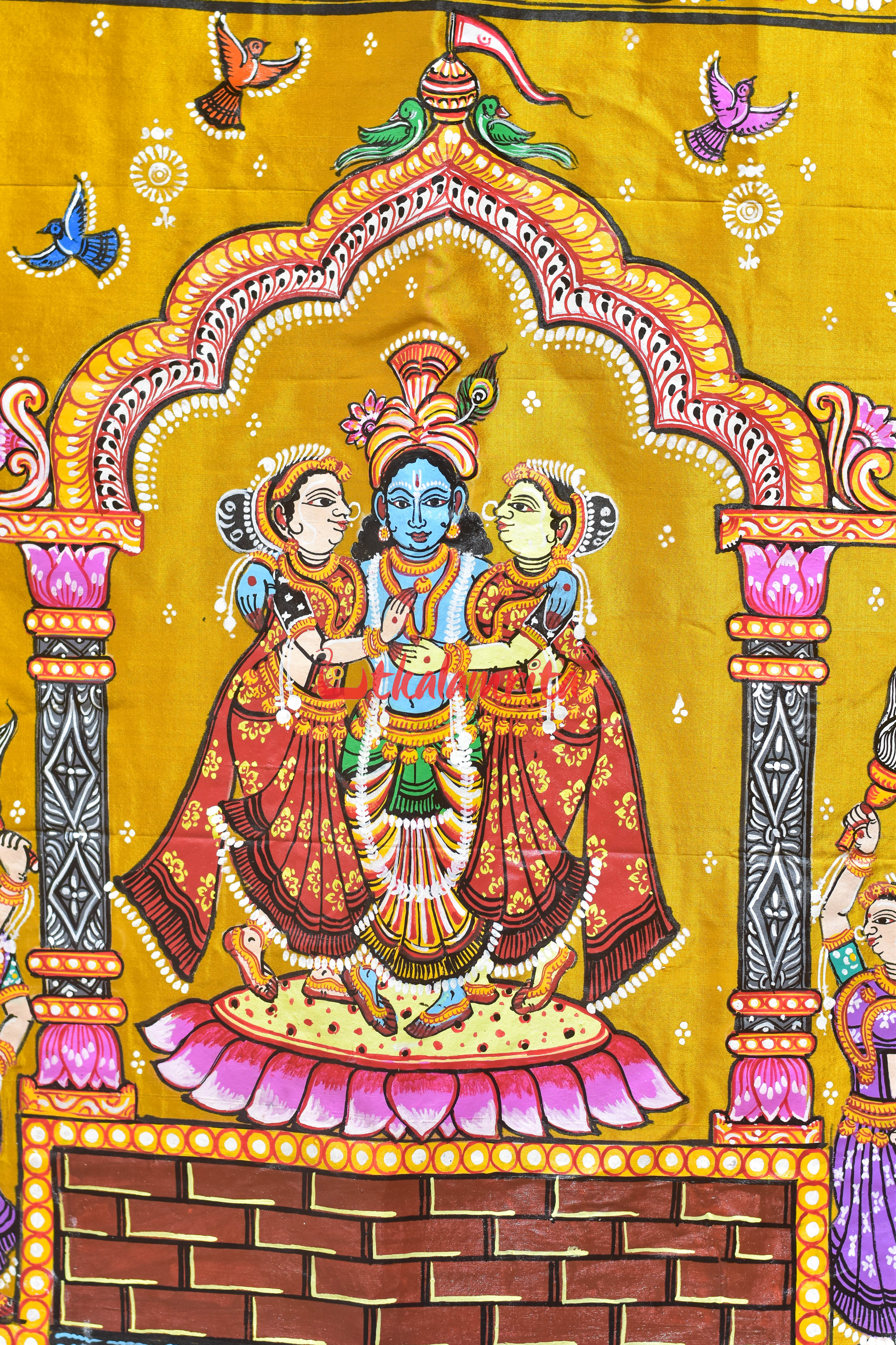 Golden Leela Pattachitra Silk Saree