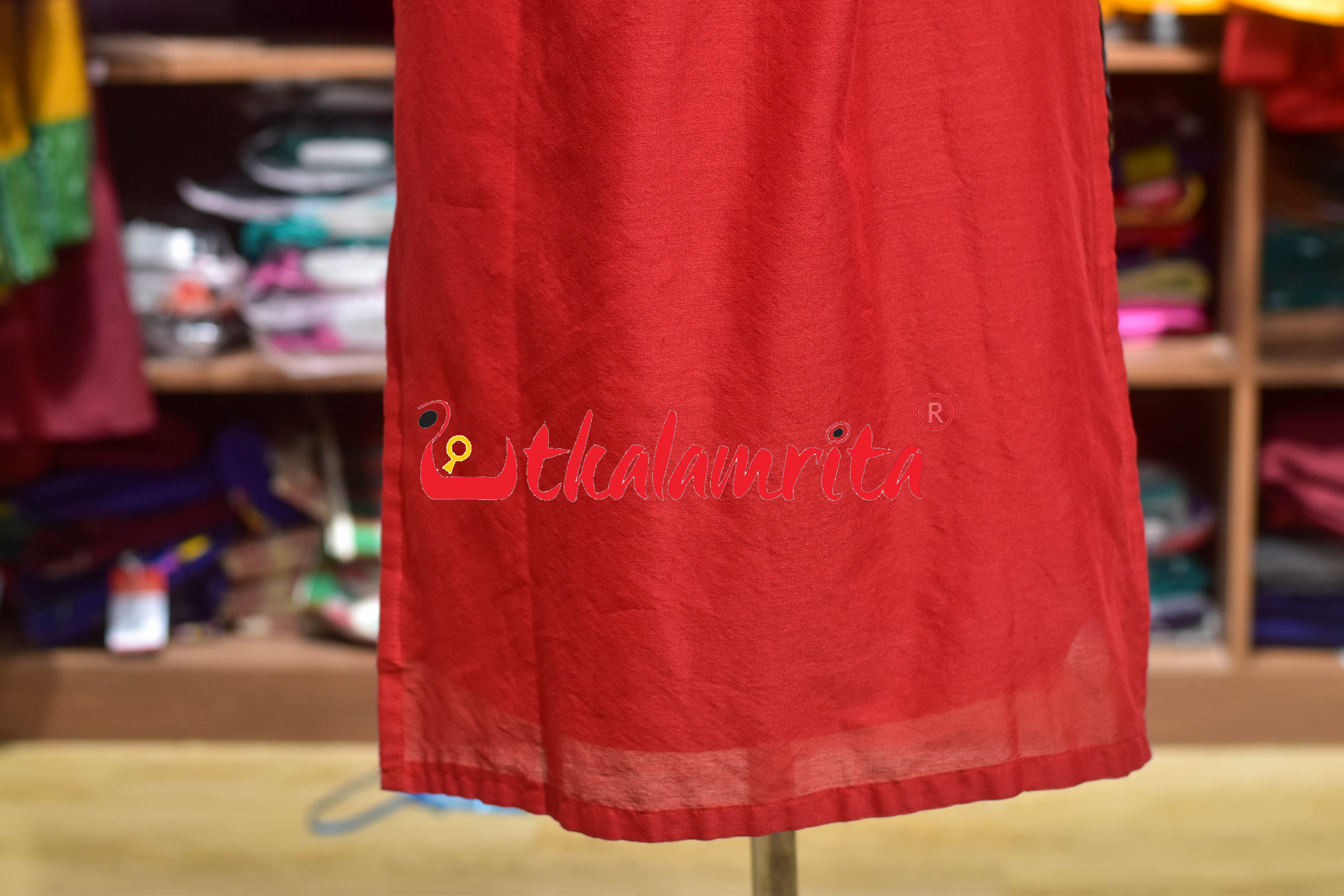 Red Sambalpuri Cotton (Ladies Kurta )