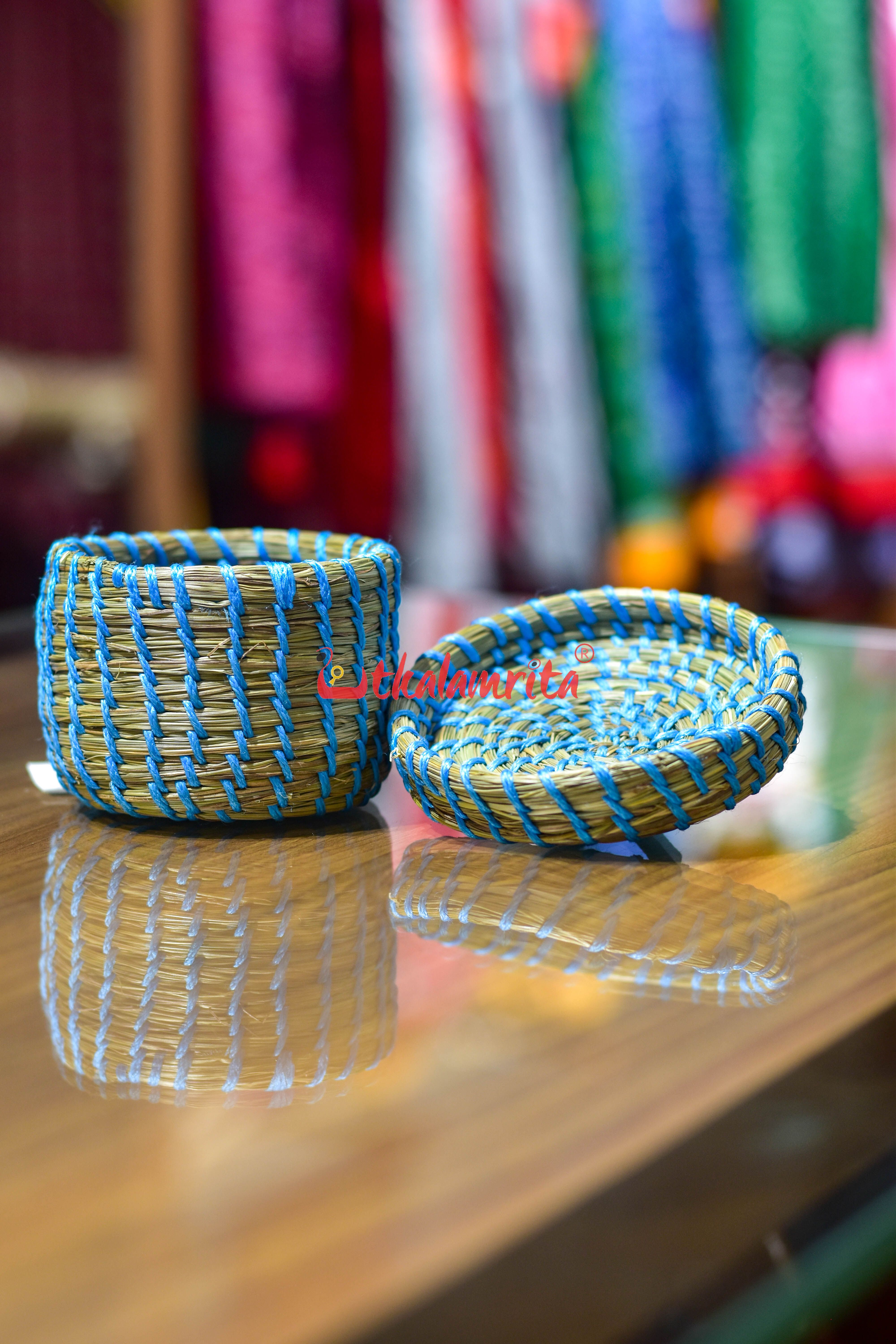 Sabai Grass Sky Blue Thread Jewellery Box