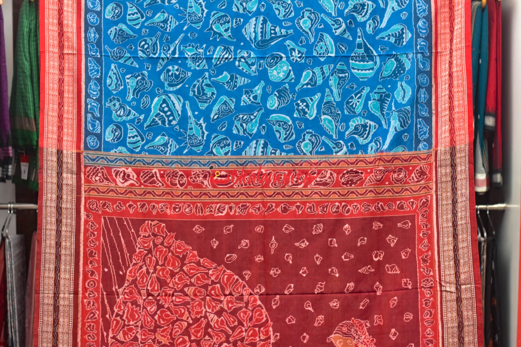 Blue Sankha Sambalpuri Cotton Saree