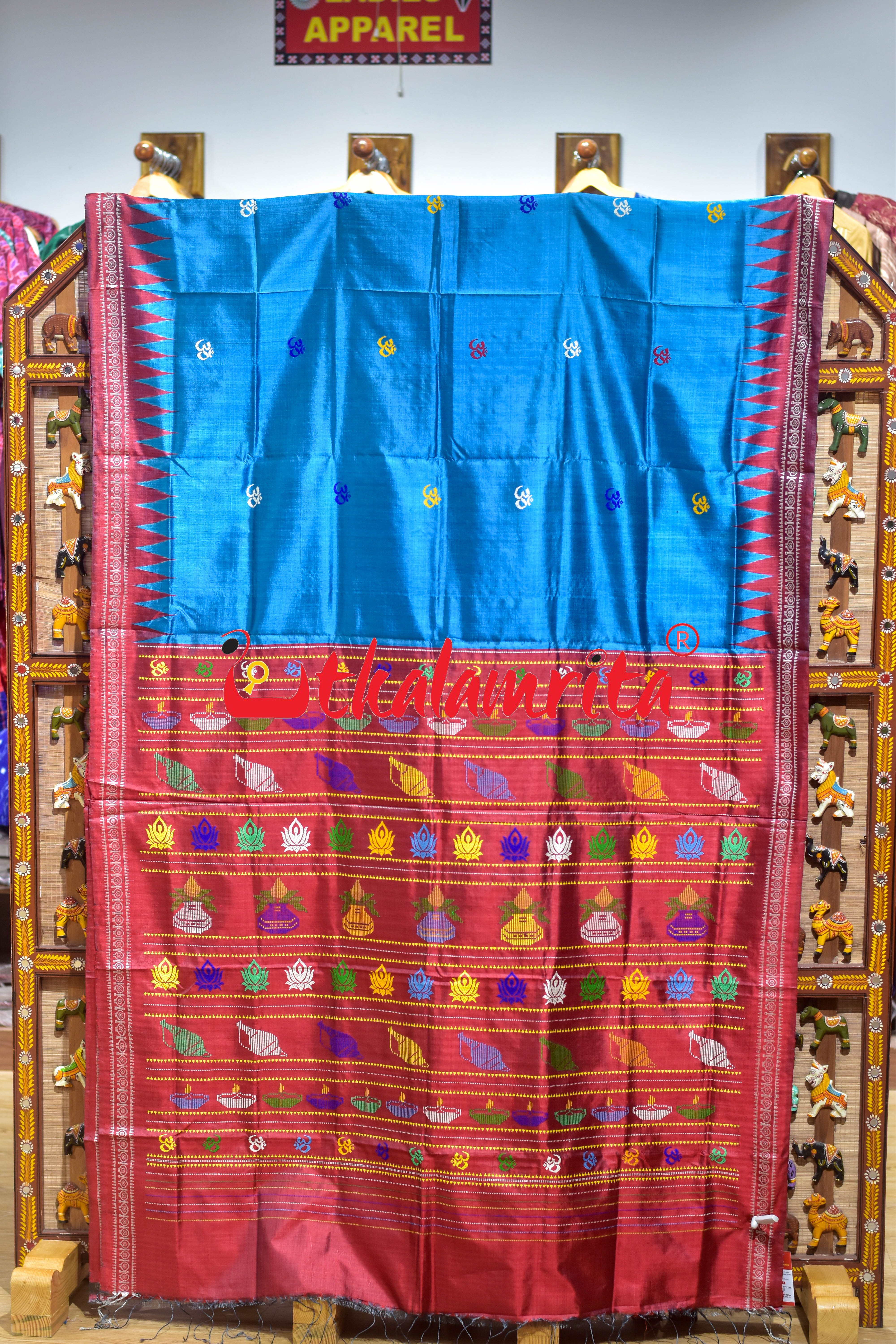 Blue Mulbery Om Gopalpur Tussar Silk Saree