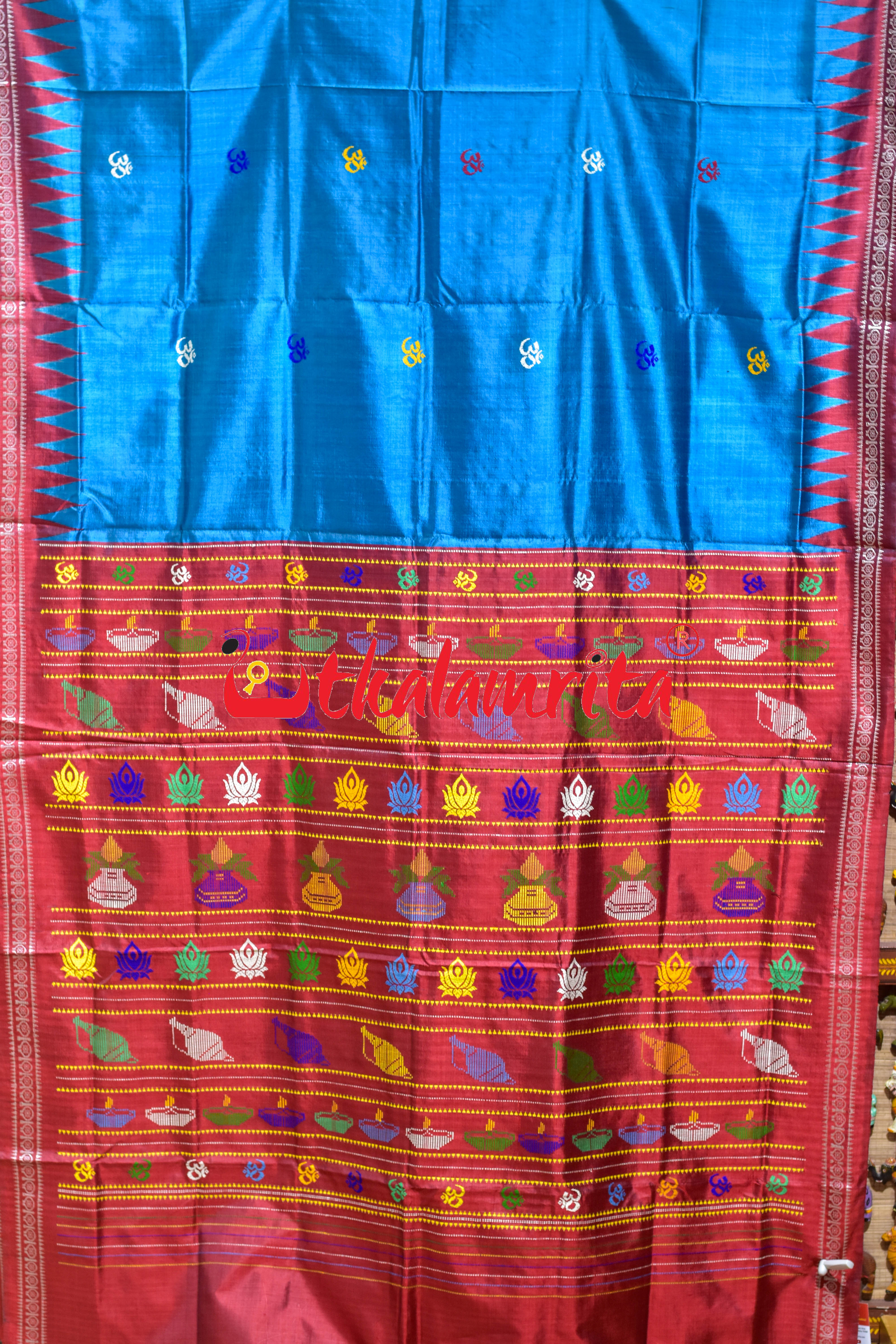 Blue Mulbery Om Gopalpur Tussar Silk Saree