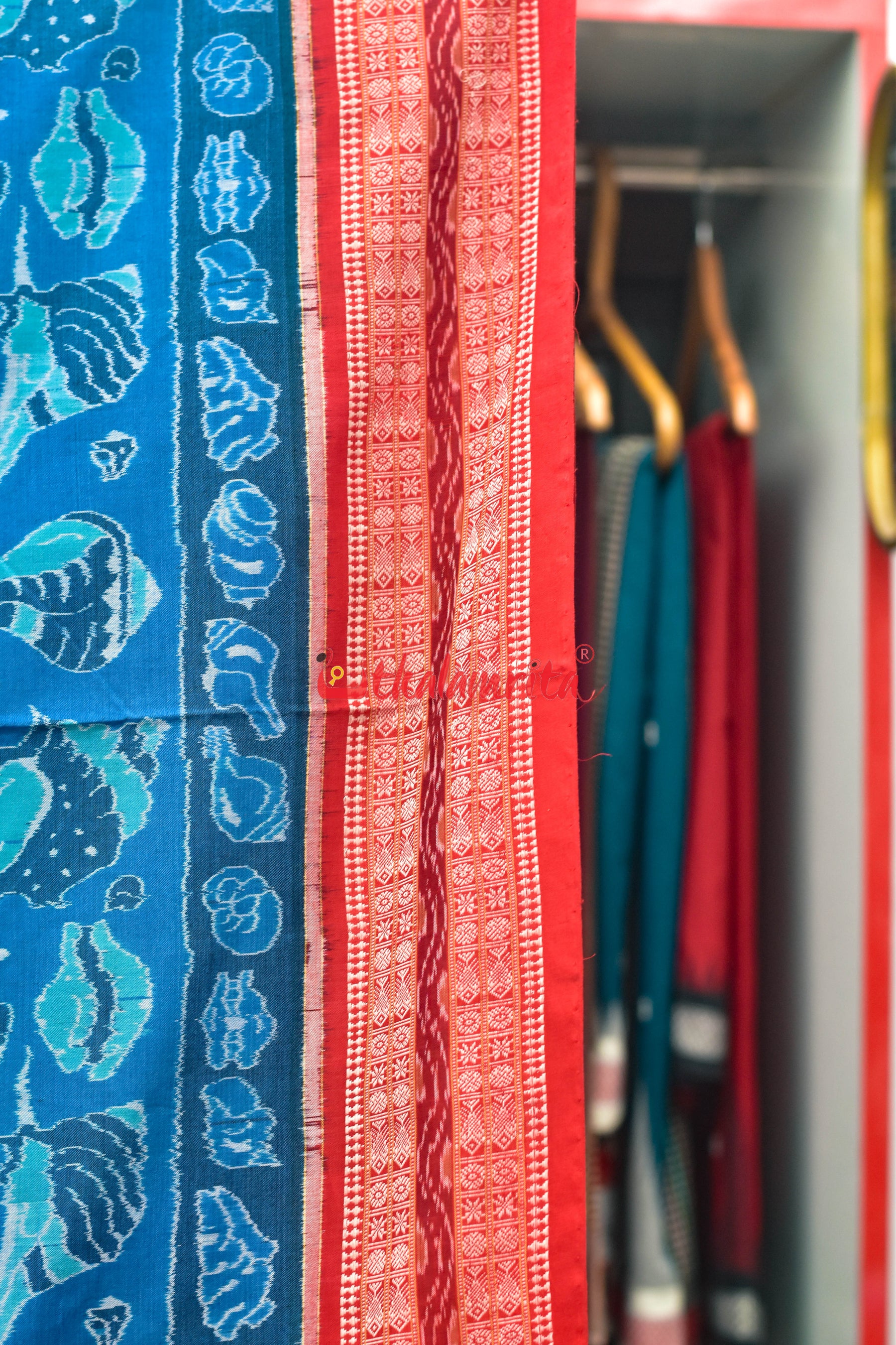 Blue Sankha Sambalpuri Cotton Saree