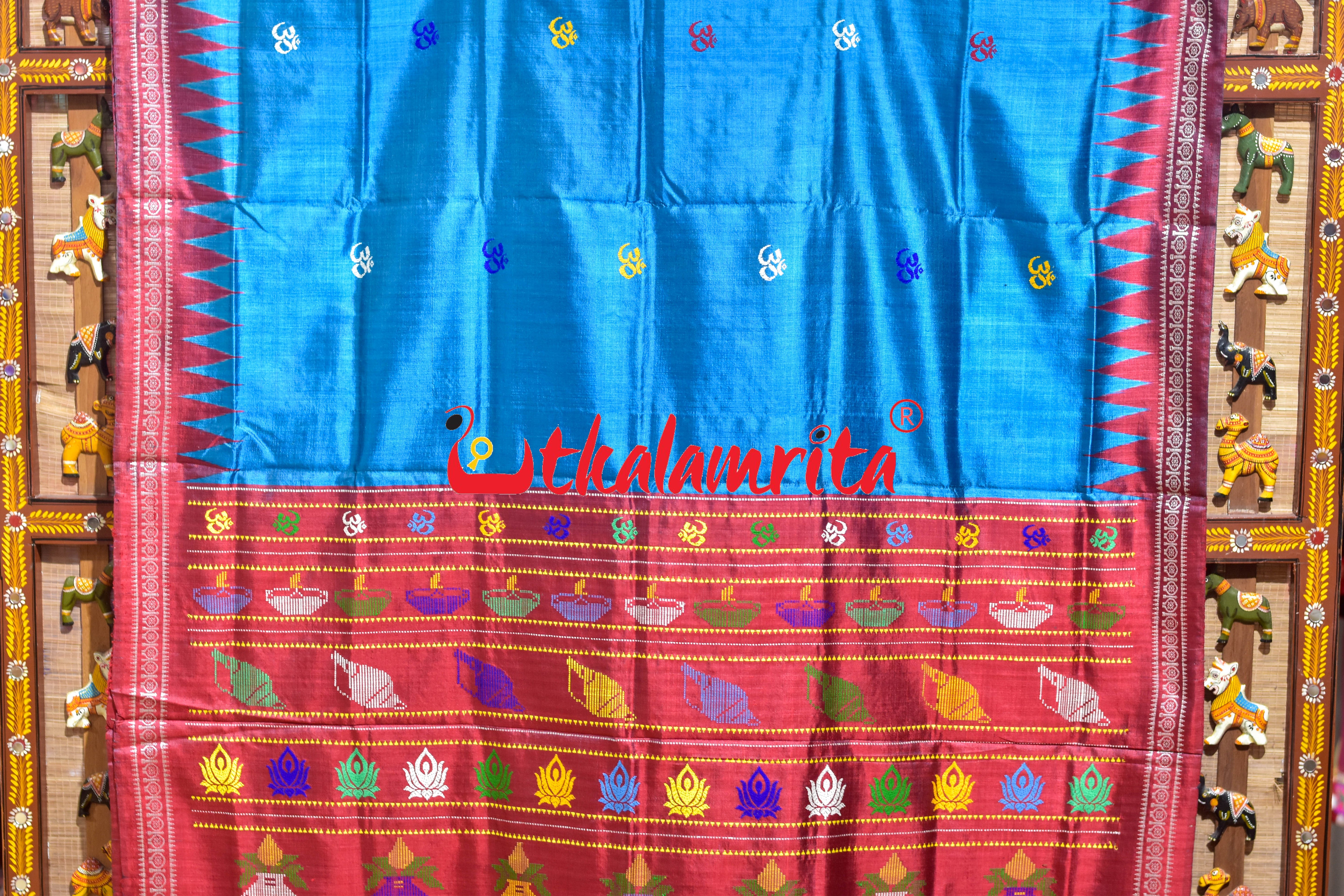 Blue Mulbery Om Gopalpur Tussar Silk Saree