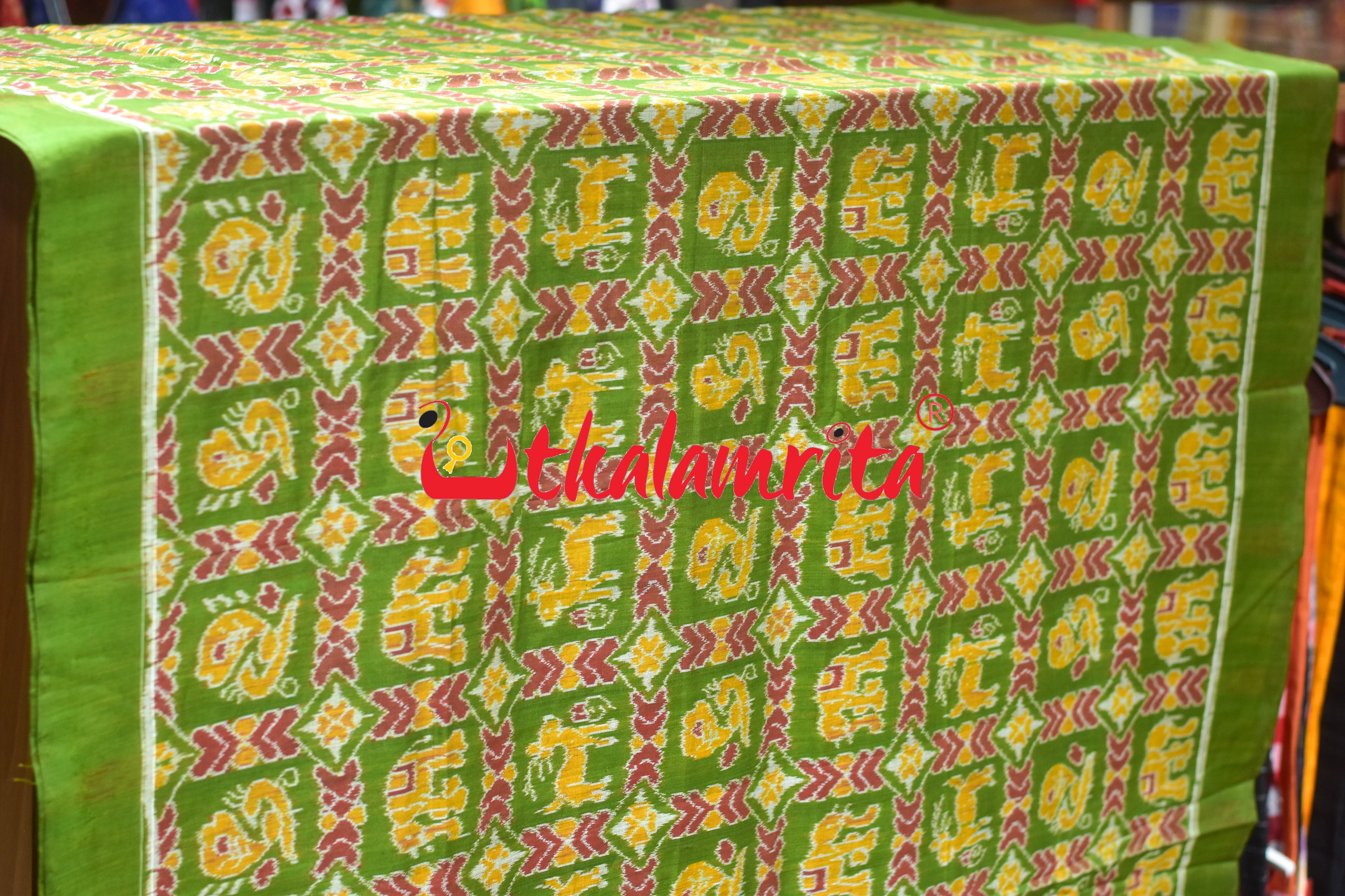 Mehendi Red Kothi Animal Sambalpuri Cotton (Fabric)