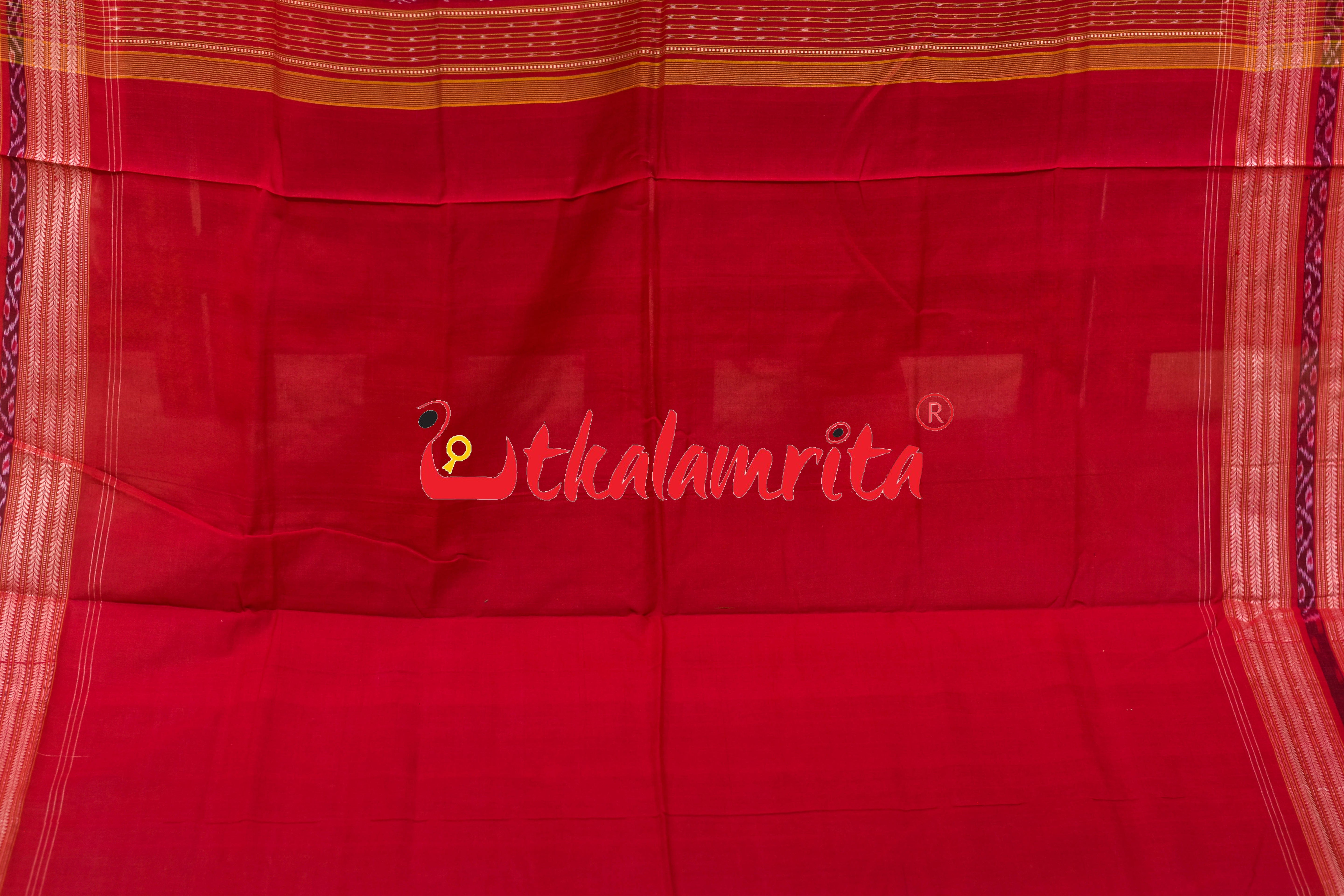 Black Red Dhadi Kangali Sambalpuri Cotton Saree