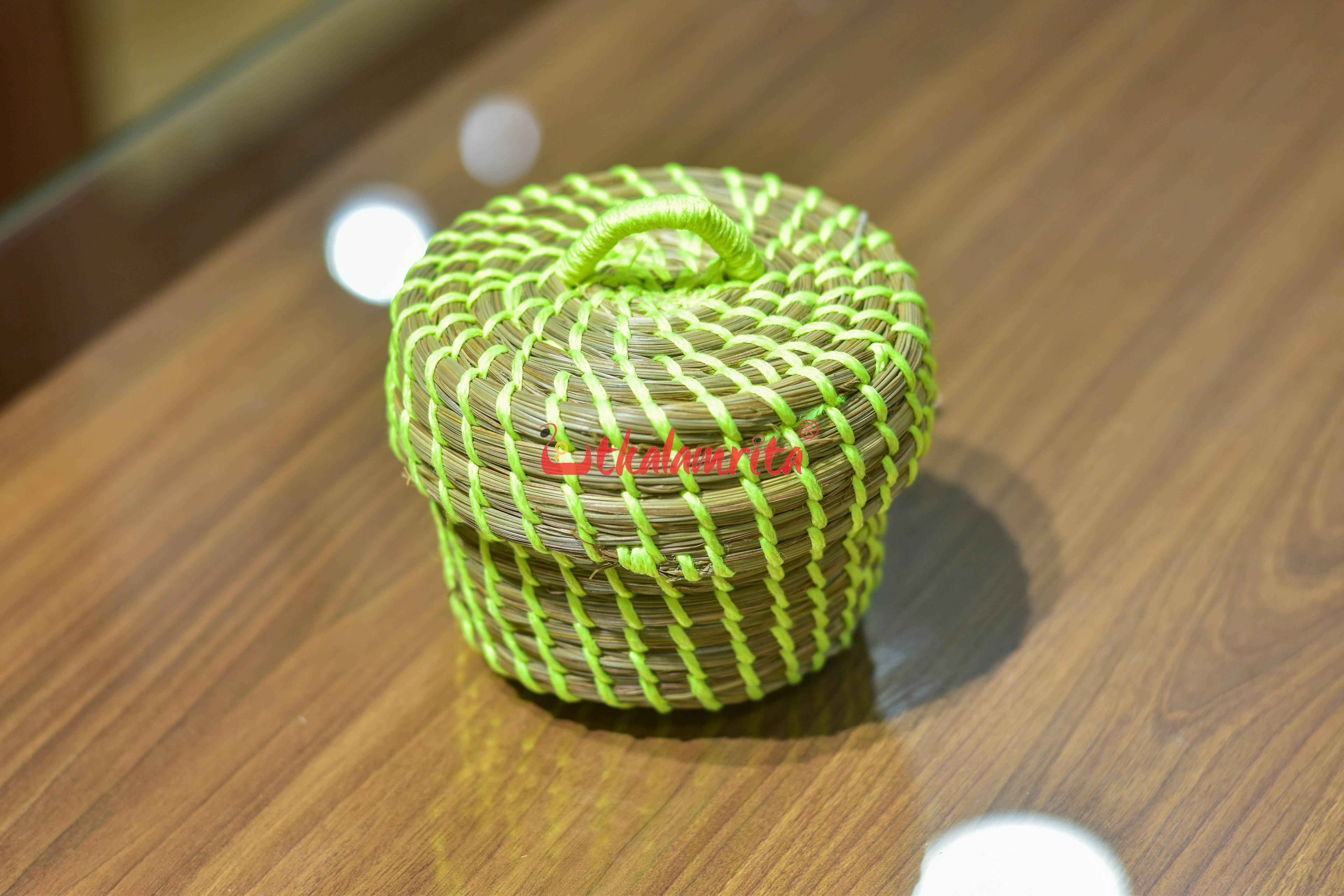 Sabai Grass Fluroscent Green Thread Jewellery Box